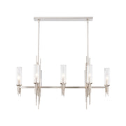Torres 38-in Polished Nickel/Ribbed Glass 8 Lights Linear Pendant