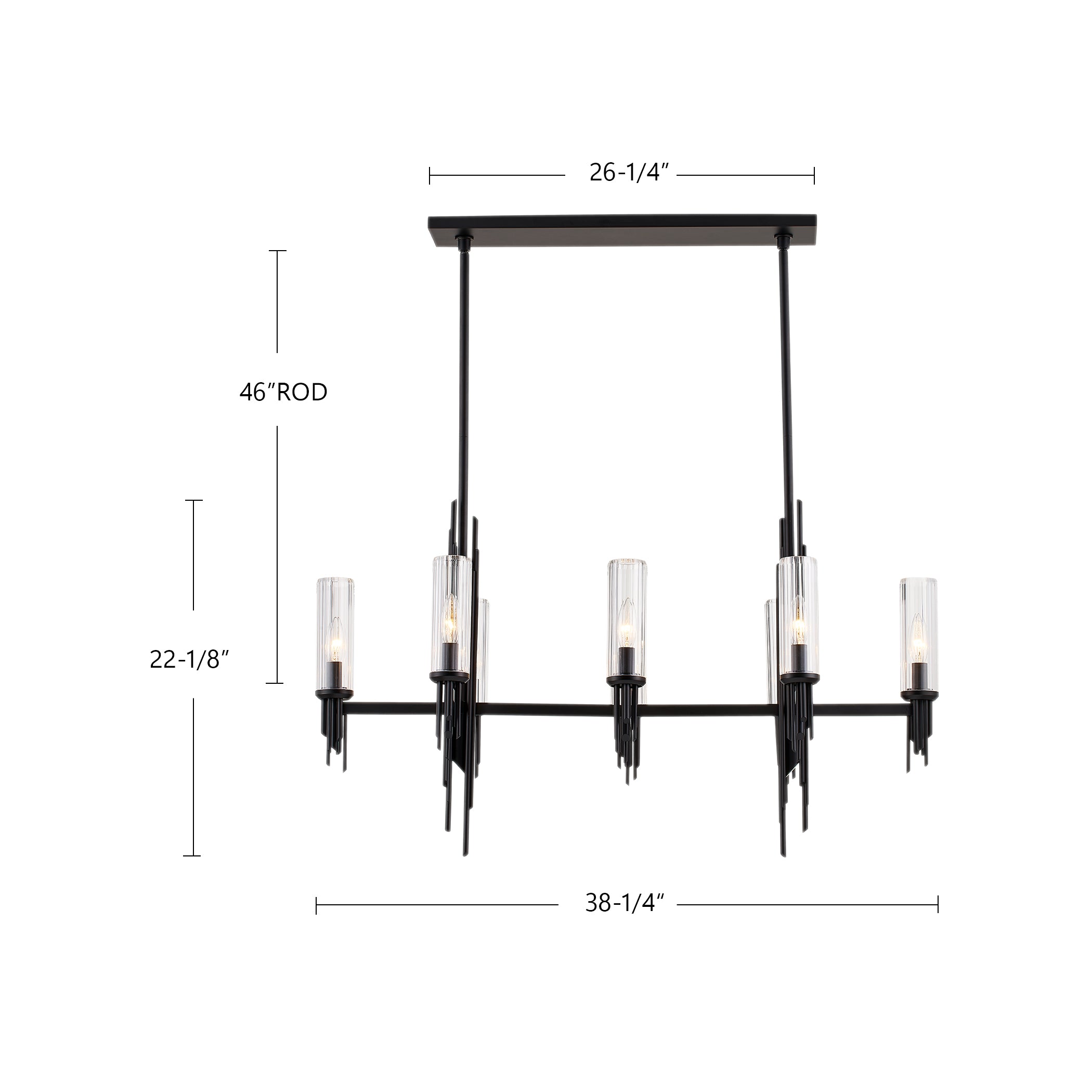 Torres 38-in Ribbed Glass/Vintage Brass 8 Lights Linear Pendant