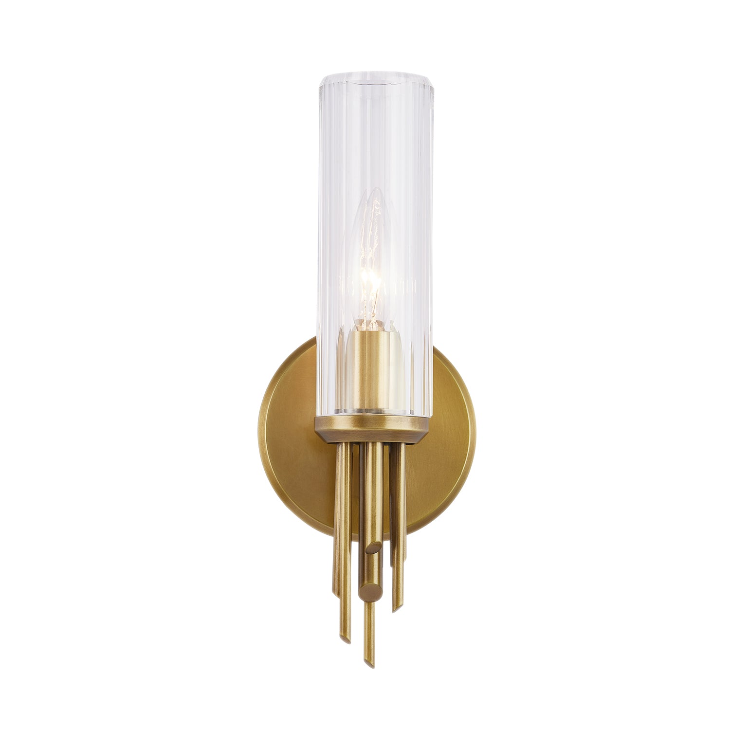 Torres 3-in Ribbed Glass/Vintage Brass 1 Light Wall/Vanity