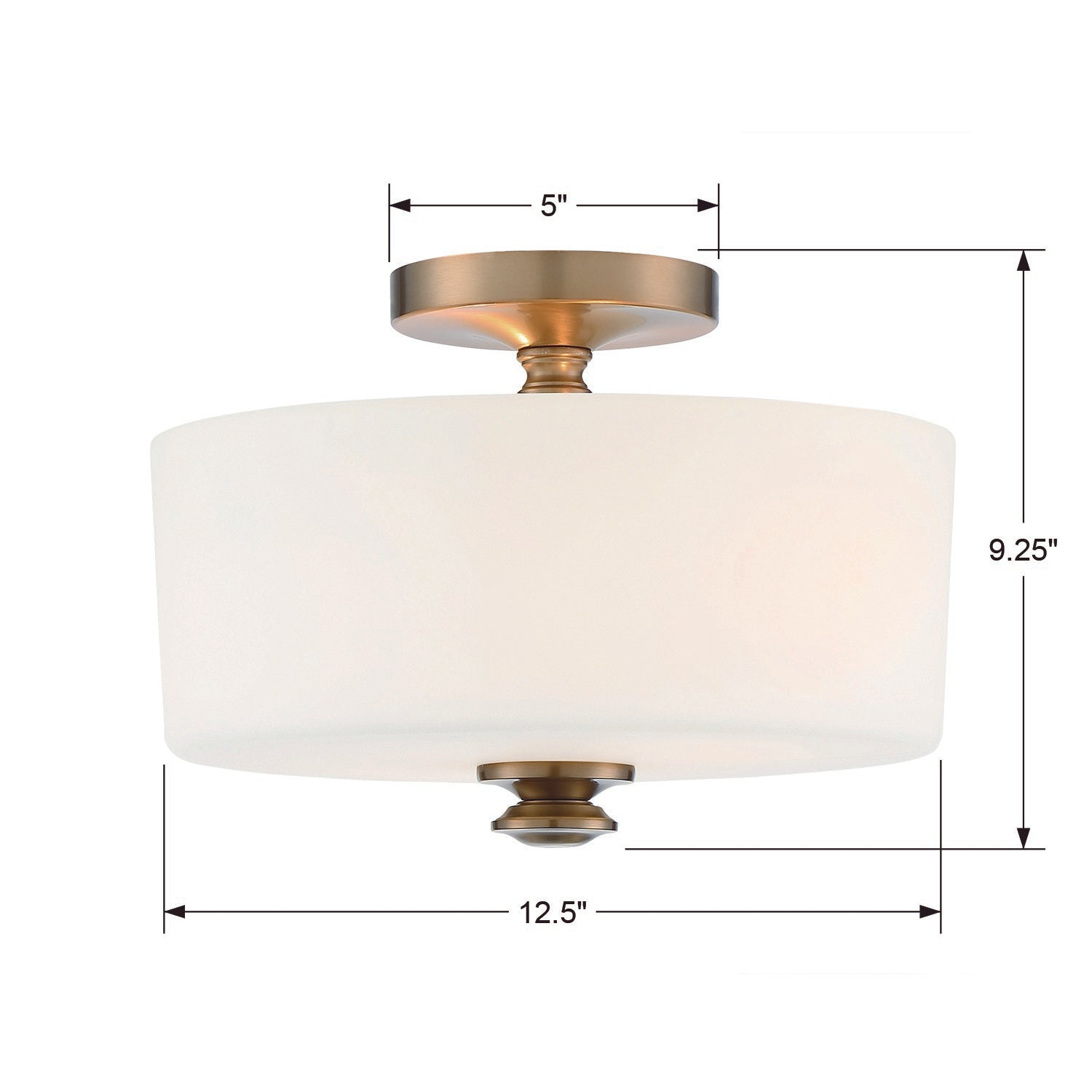 Crystorama Travis TRA-A3302-VG – 12.5 Inch – 2 Light – Semi Flush Mount Light – Vibrant Gold – Damp Rated
