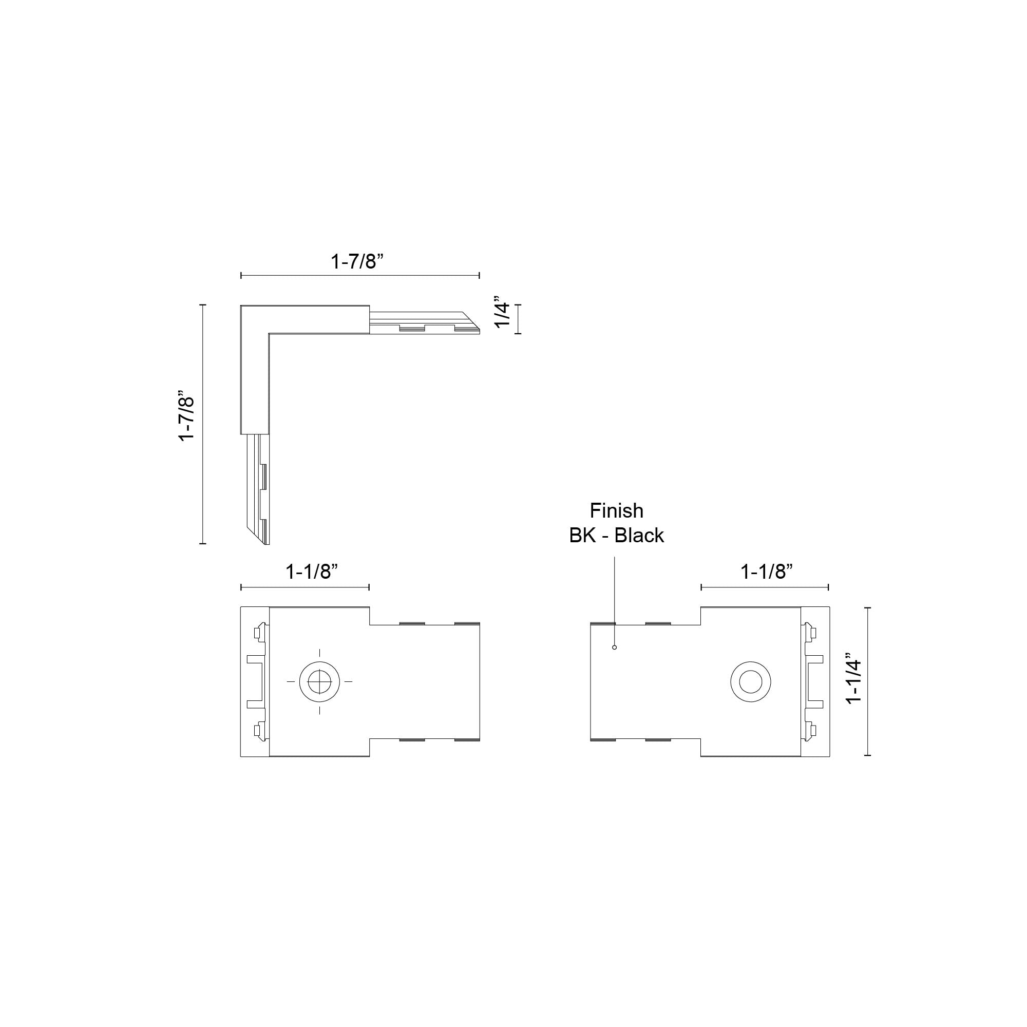 Trilo Track Wall Connector Black Trilo Track Connector