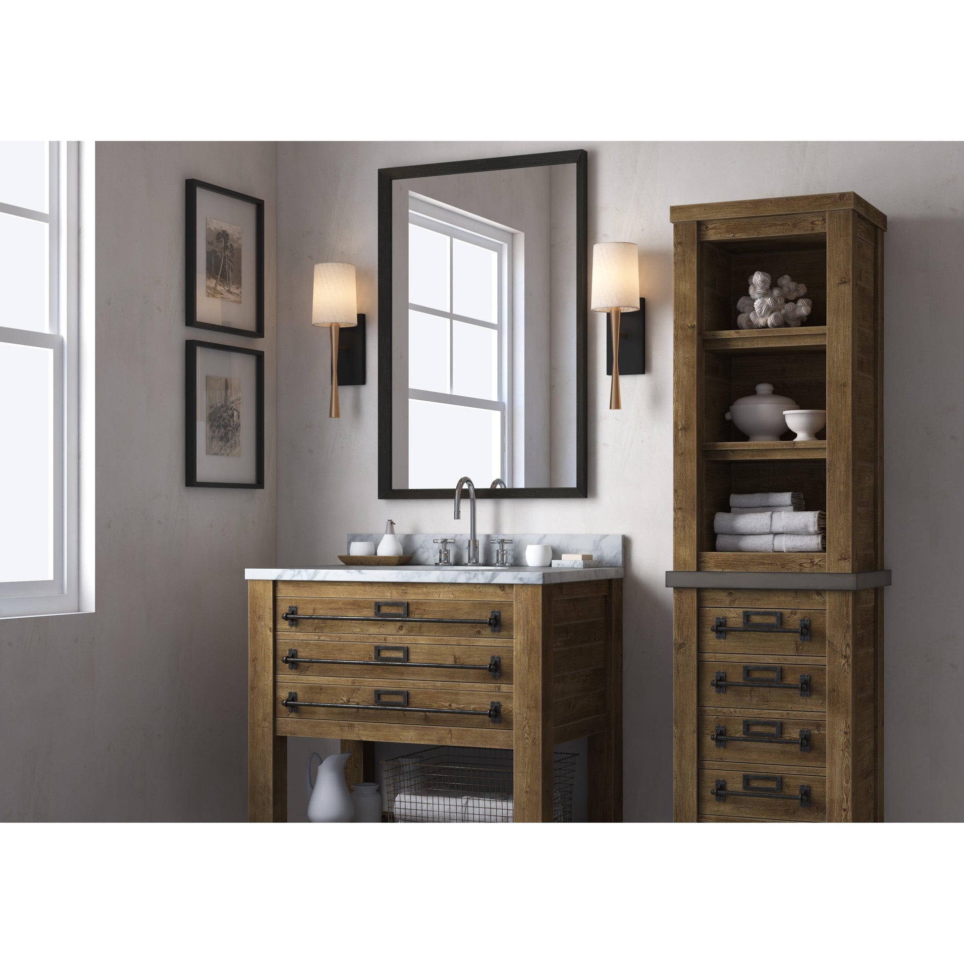 Crystorama Trenton TRE-221-AG-BF – 5.5 Inch – 1 Light – Sconce – Aged Brass + Black Forged – Damp Rated