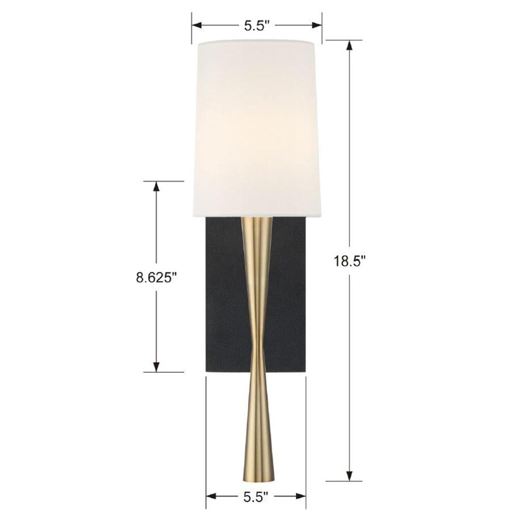 Crystorama Trenton TRE-221-AG-BF – 5.5 Inch – 1 Light – Sconce – Aged Brass + Black Forged – Damp Rated
