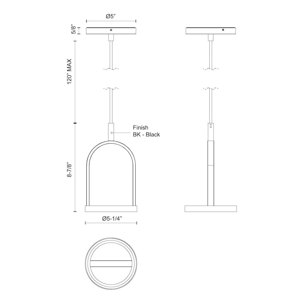 Kuzco Lighting Inc. TREK EP17805-BK Pendant Traditional - Black