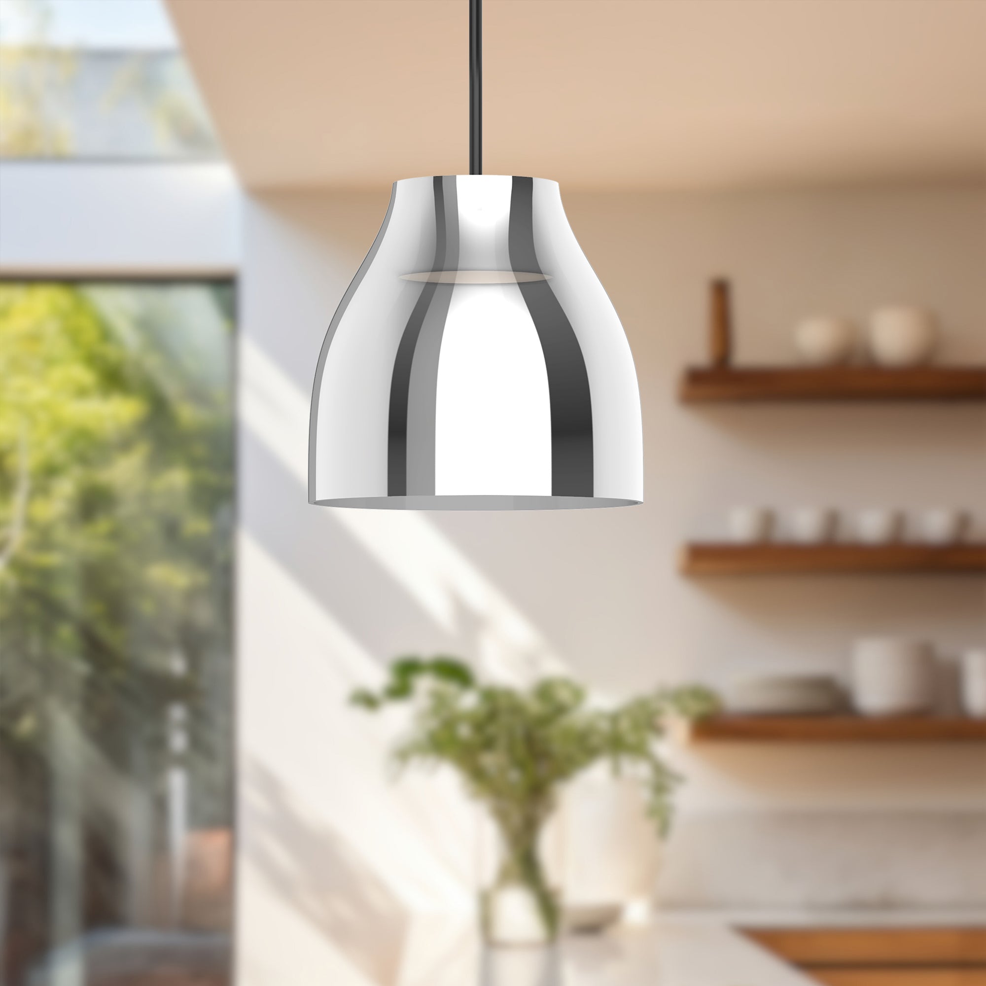 Trinity 12-in Black/Chrome LED Pendant
