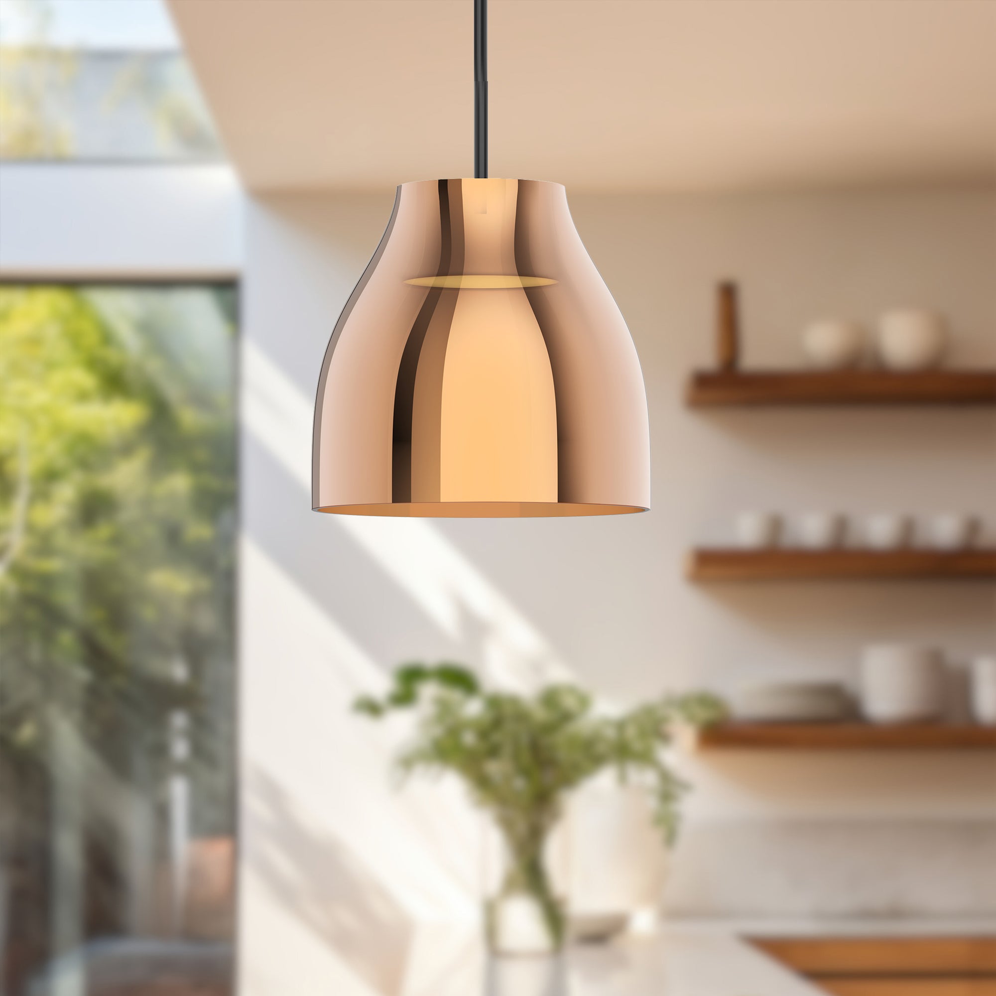 Trinity 12-in Black/Copper LED Pendant