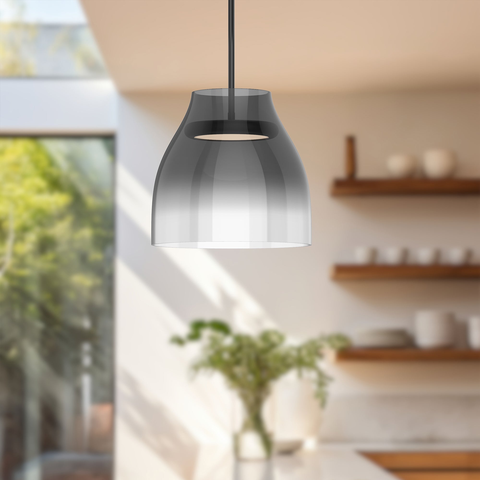 Trinity 12-in Black/Smoked LED Pendant
