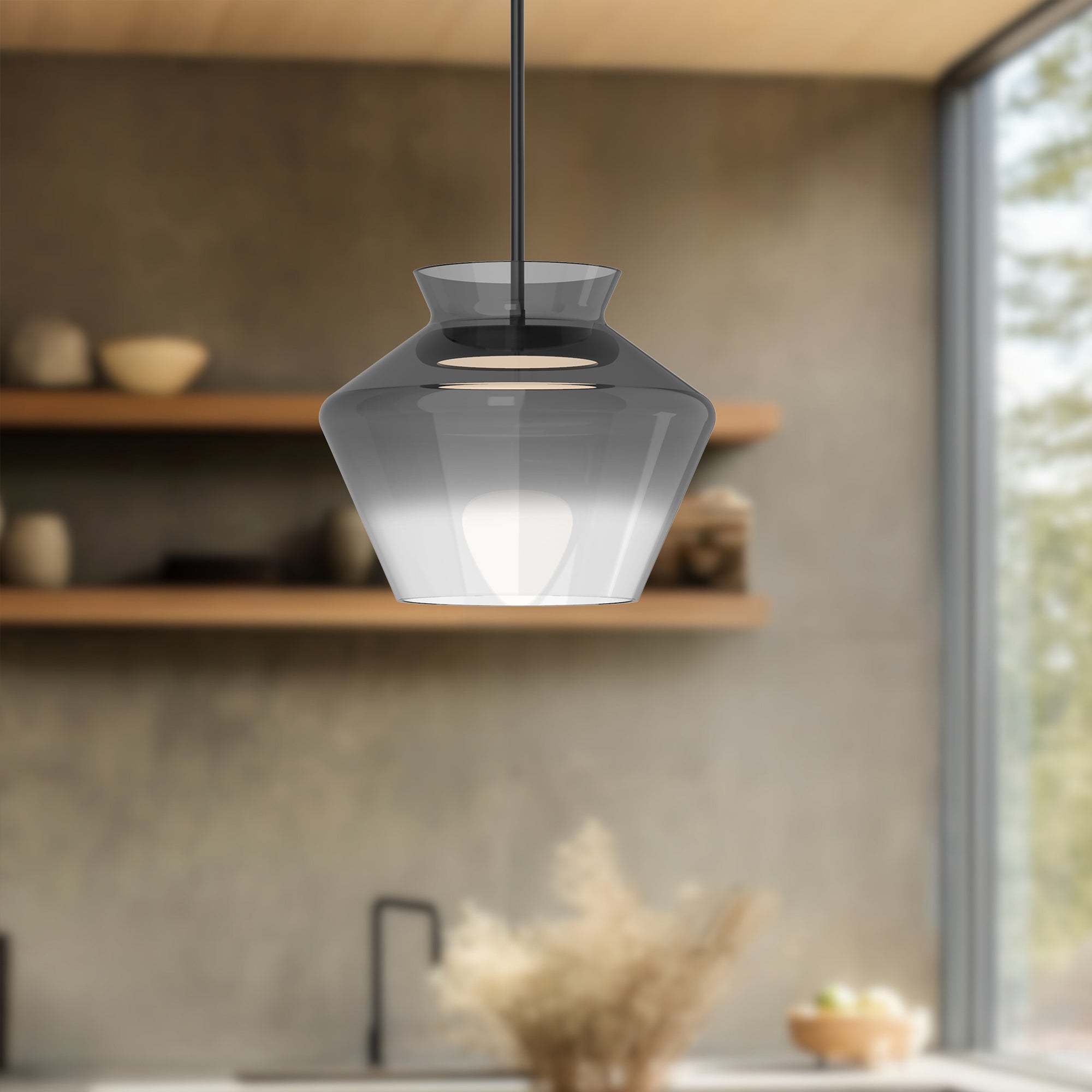Trinity 13-in Black/Smoked LED Pendant