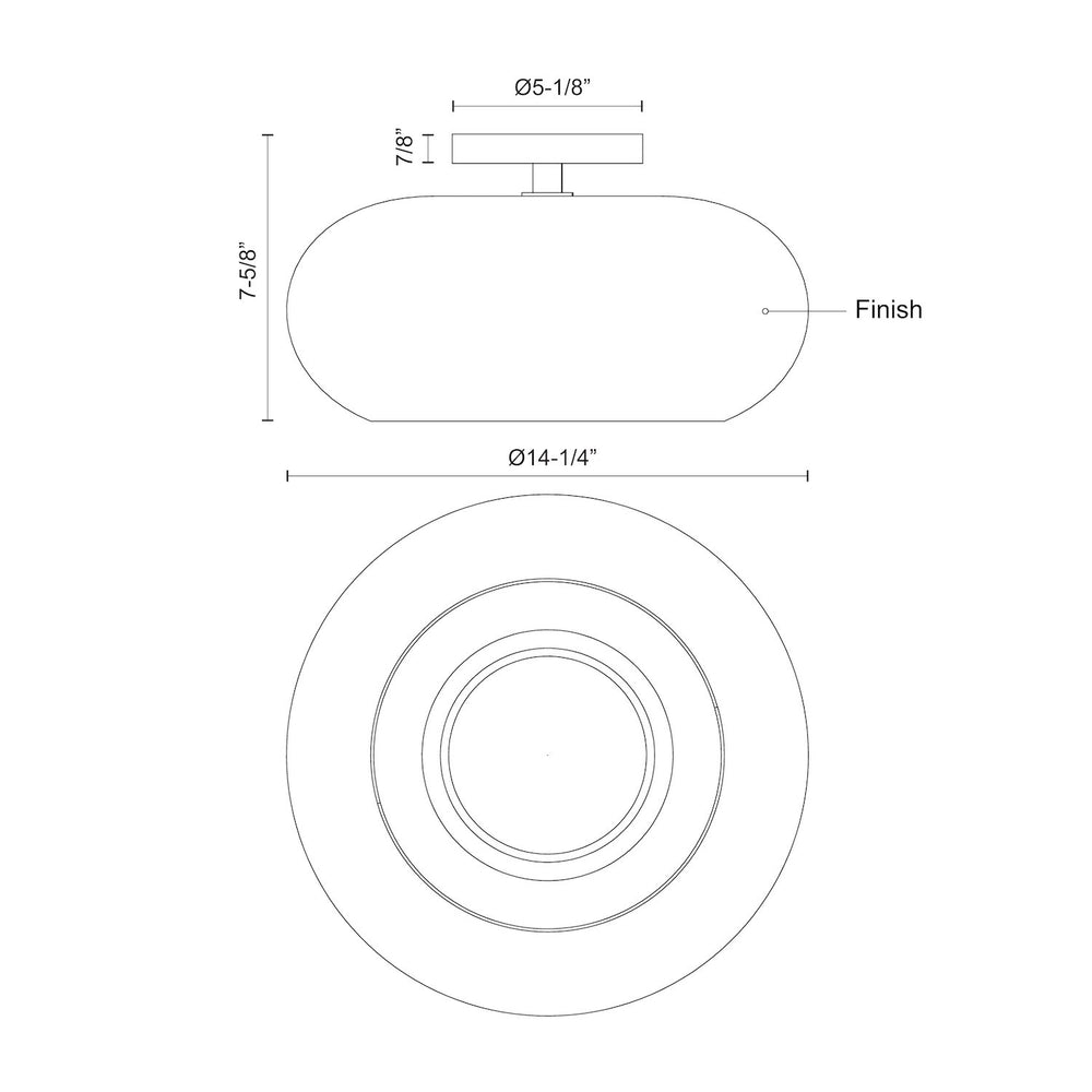 Kuzco Lighting SF62014-BK/CH Semi Flush Mount, 21W, Black/Chrome