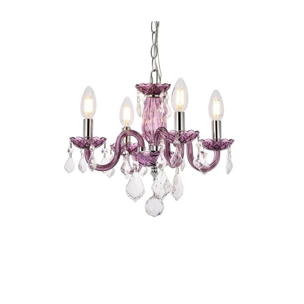 Elegant Lighting ROCOCO V7804D15PE/RC Pendant Transitional - Purple