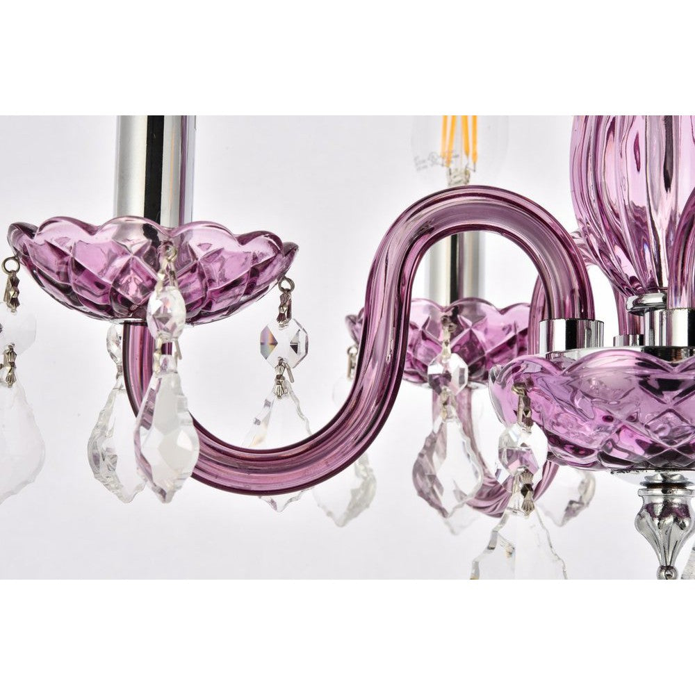 Elegant Lighting ROCOCO V7804D15PE/RC Pendant Transitional - Purple