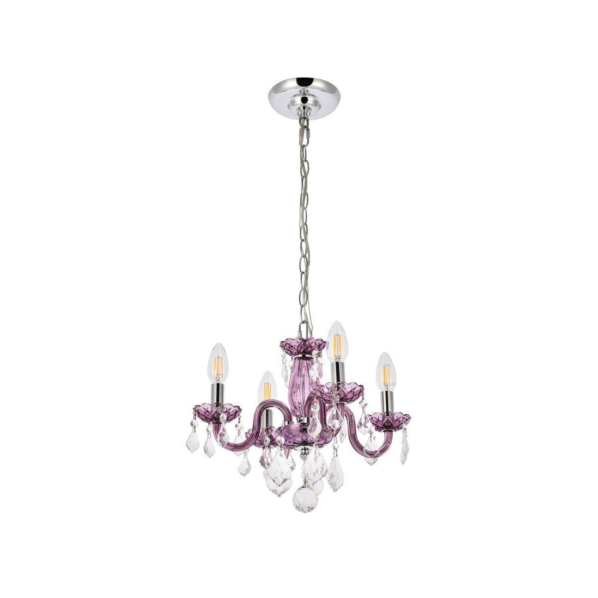 Elegant Lighting ROCOCO V7804D15PE/RC Pendant Transitional - Purple