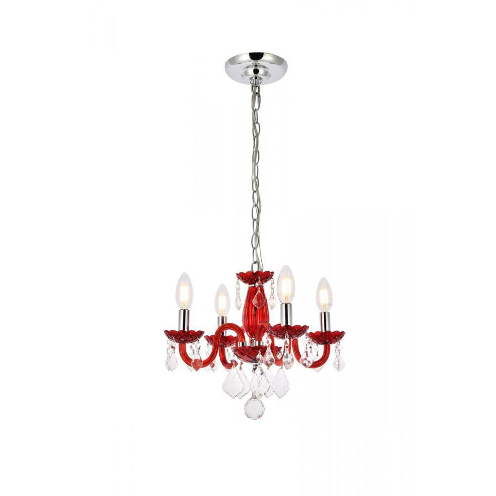 Elegant Lighting ROCOCO V7804D15RD/RC Pendant Transitional - Red