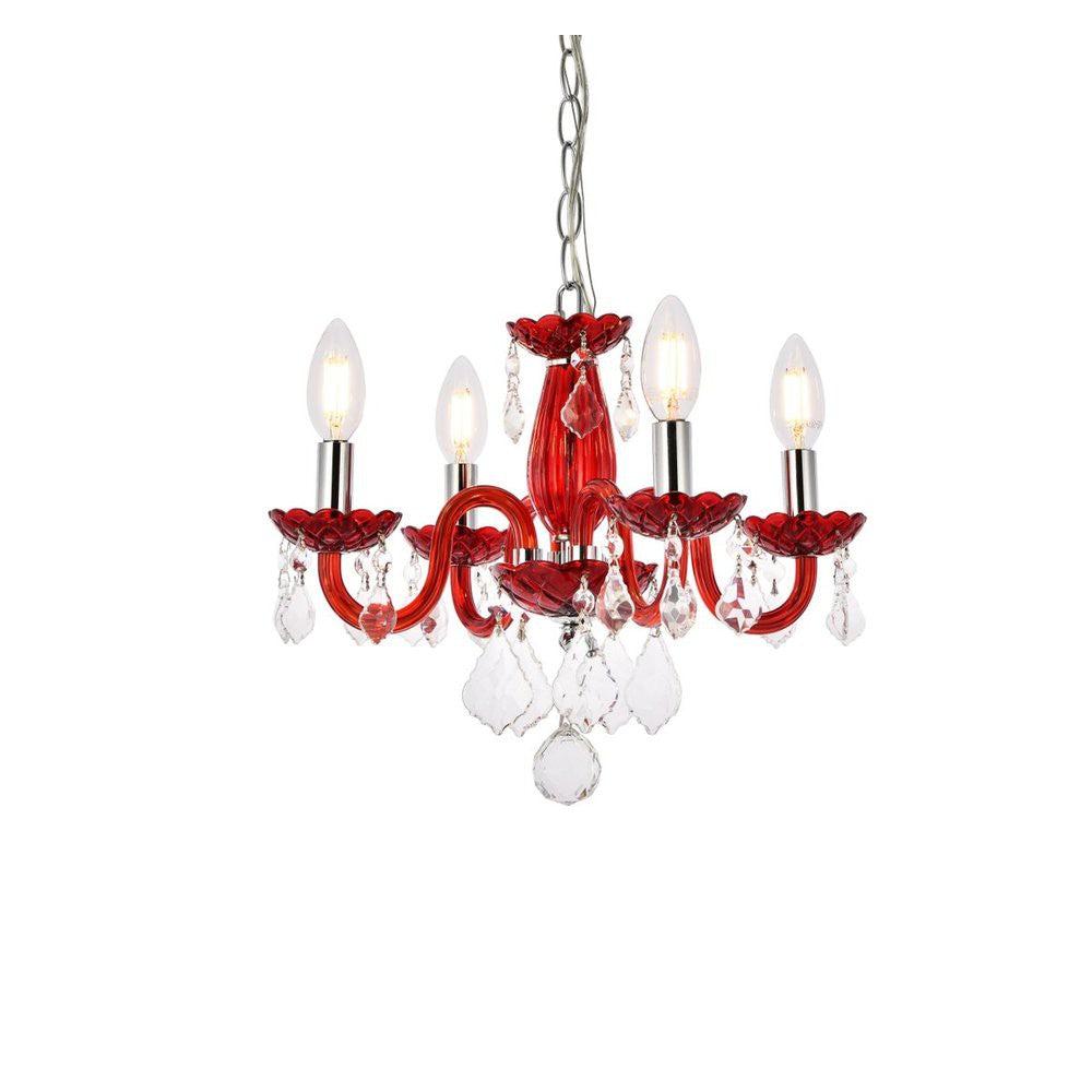 Elegant Lighting ROCOCO V7804D15RD/RC Pendant Transitional - Red