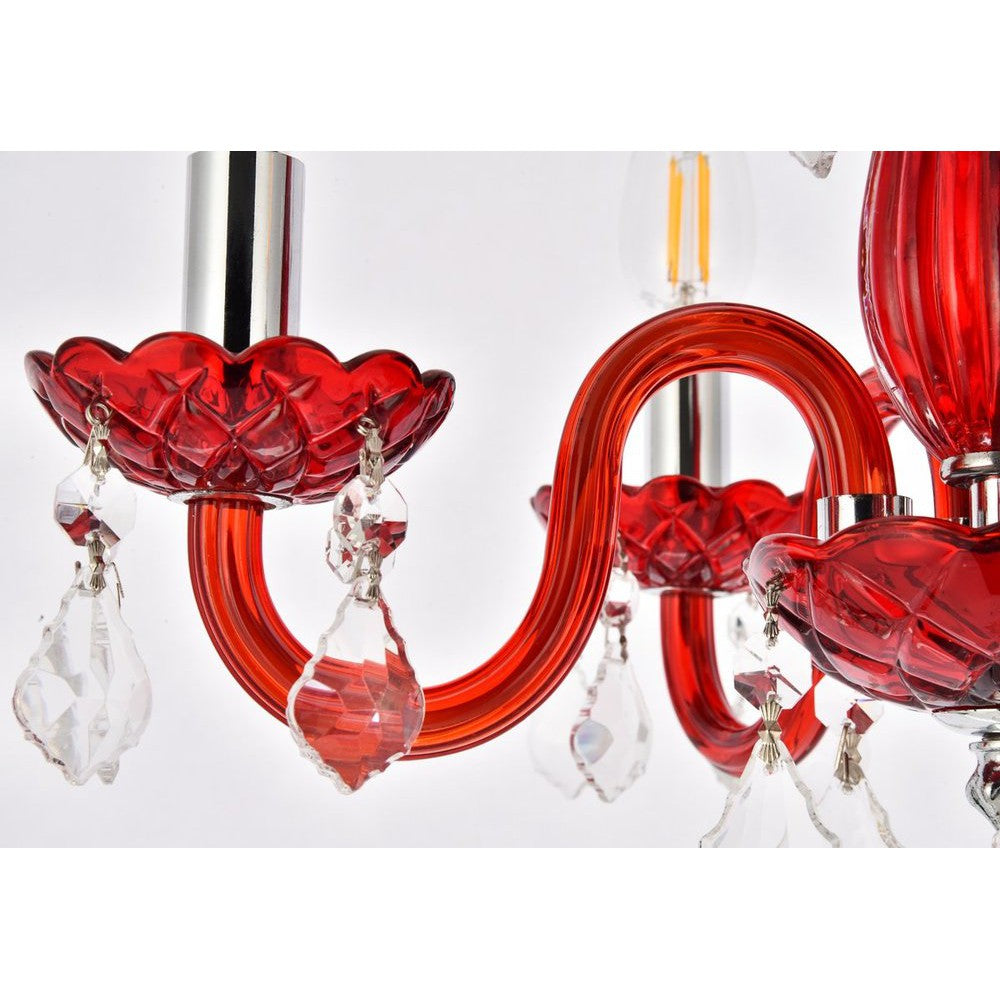 Elegant Lighting ROCOCO V7804D15RD/RC Pendant Transitional - Red