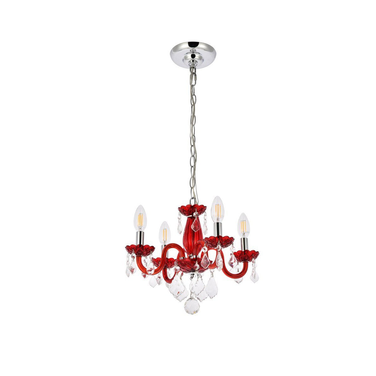 Elegant Lighting ROCOCO V7804D15RD/RC Pendant Transitional - Red