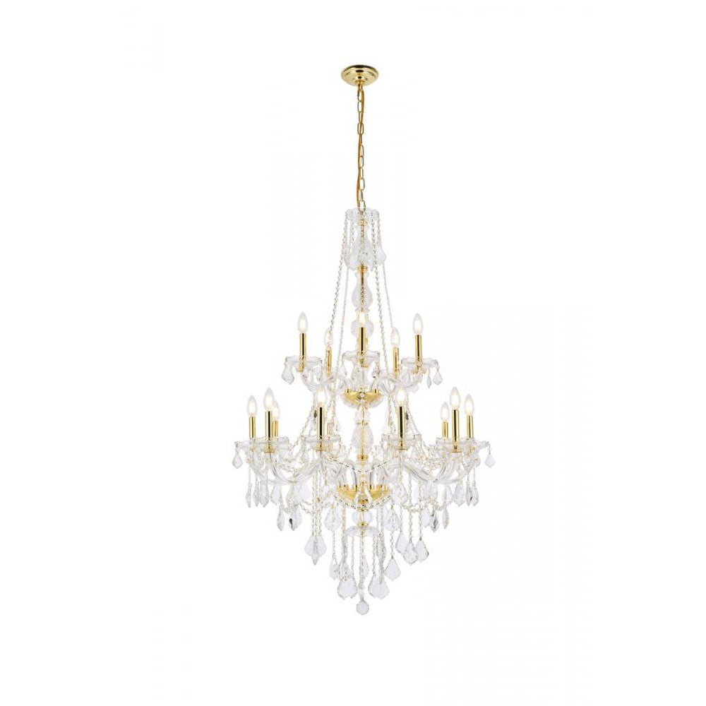 Elegant Lighting VERONA V7815G33G/RC Chandelier Transitional - Gold