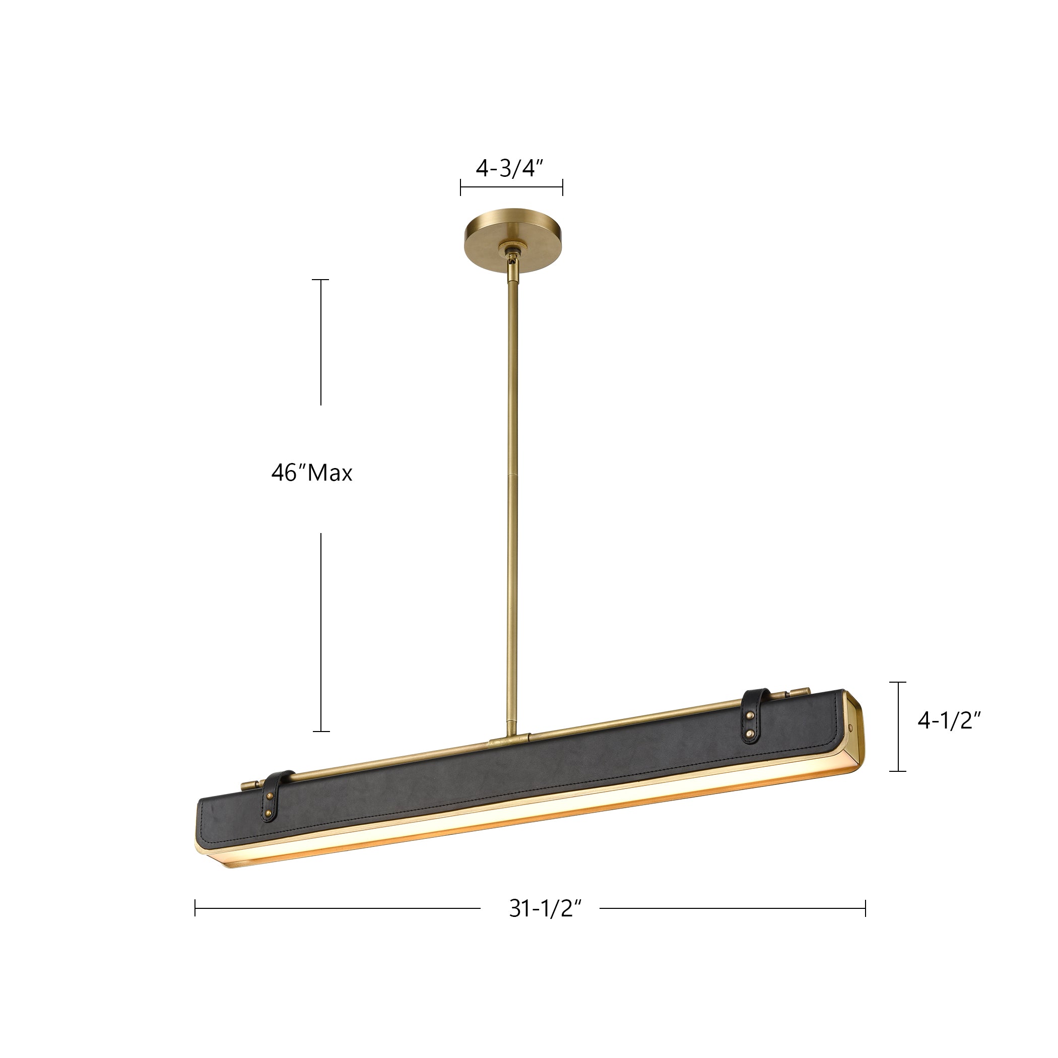 Valise 31-in Vintage Brass/Cognac Leather LED Pendant