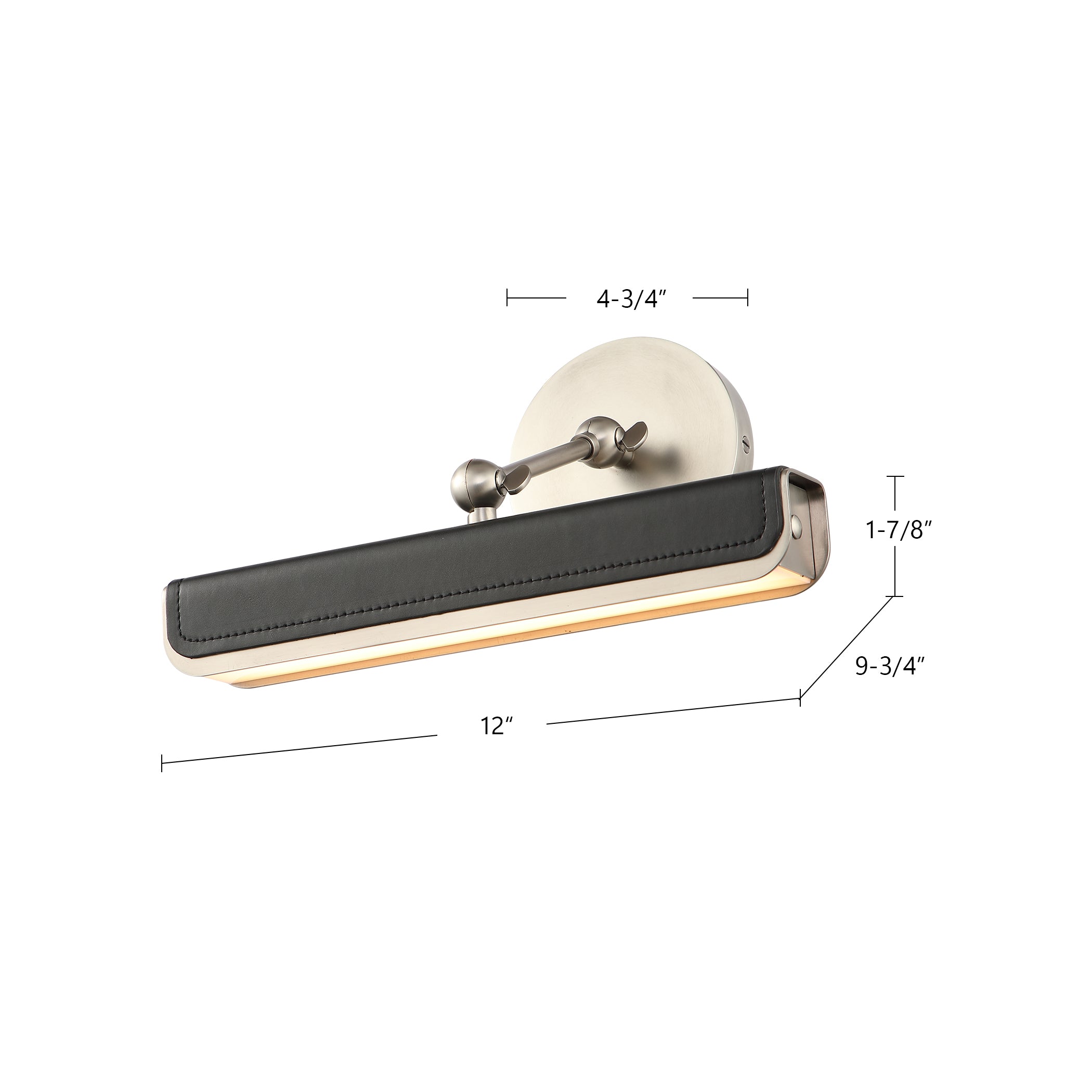 Valise Picture 12-in Vintage Brass/Tuxedo Leather LED Wall/Picture Light