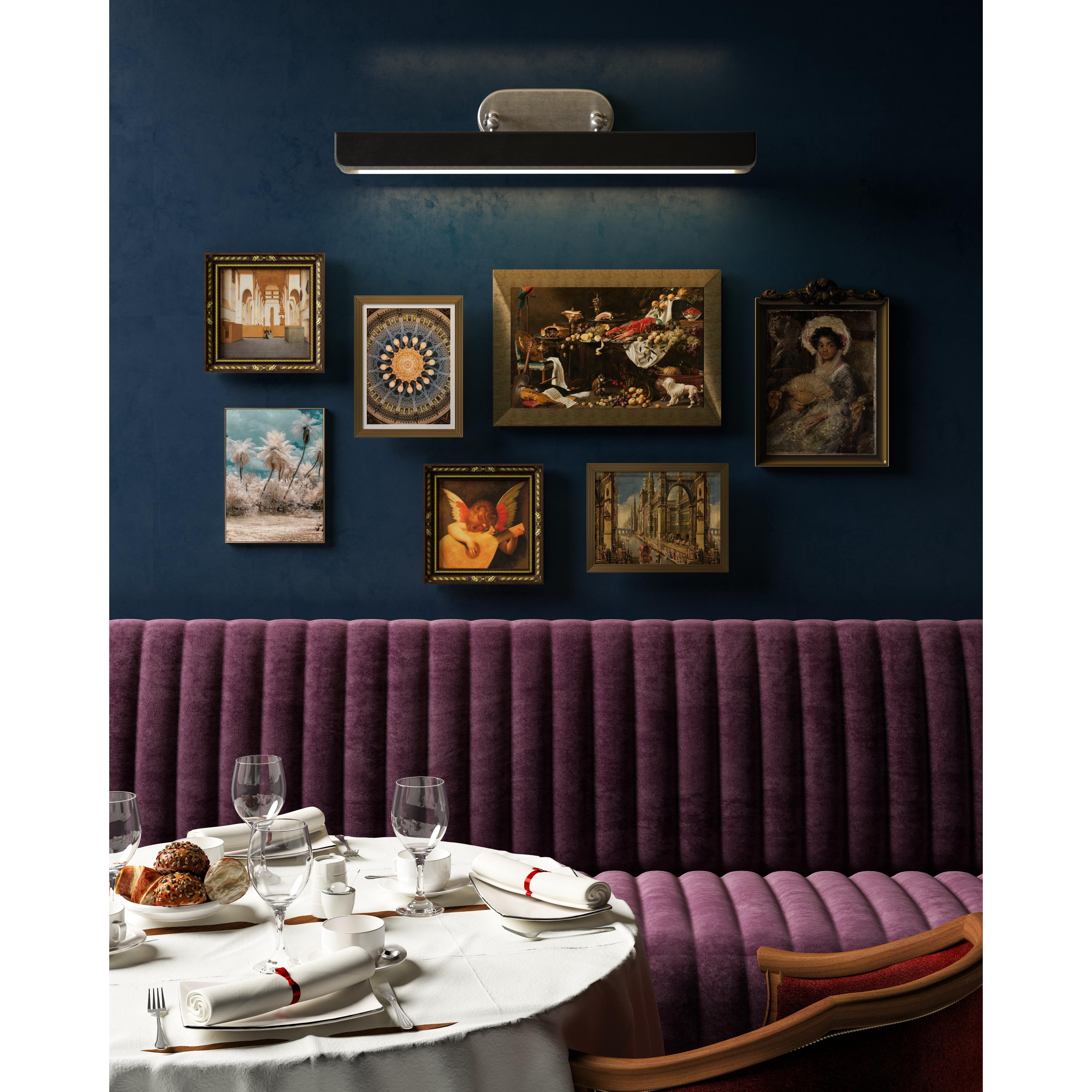 Valise Picture 32-in Aged Nickel/Tuxedo Leather LED Wall/Picture Light