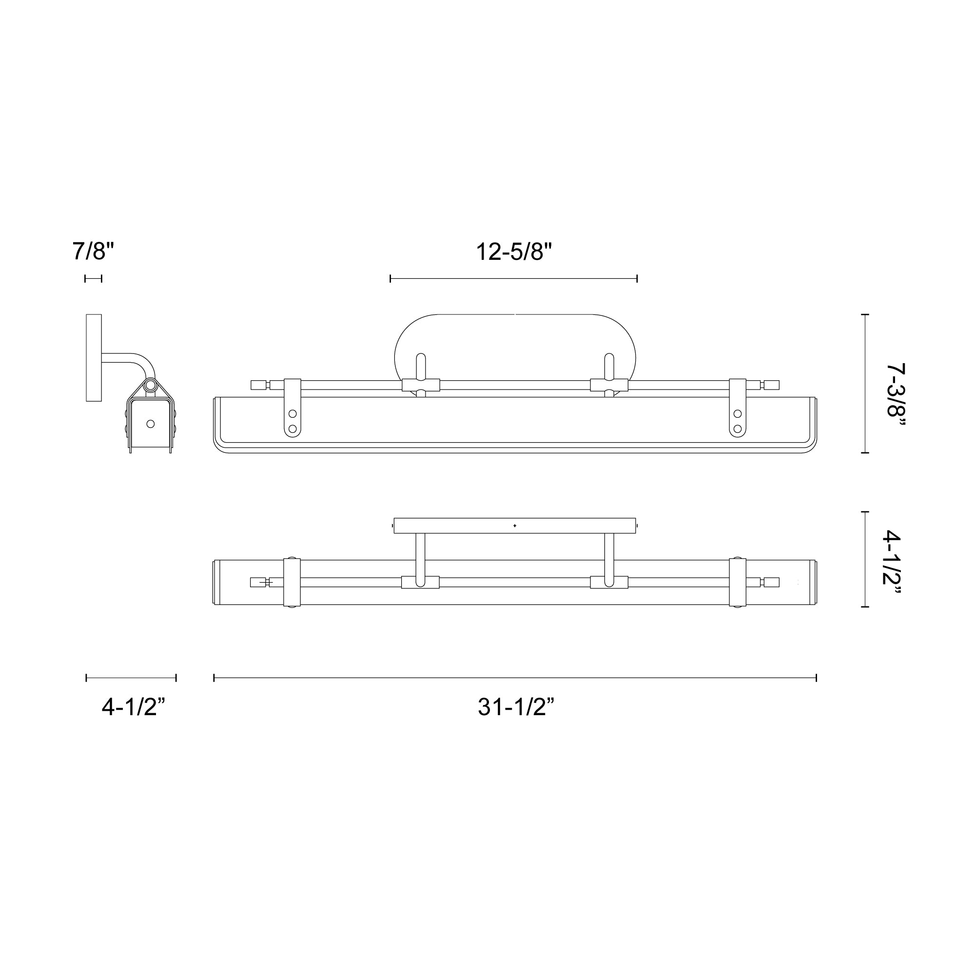 Valise 32-in Aged Nickel/Tuxedo Leather LED Wall/Vanity