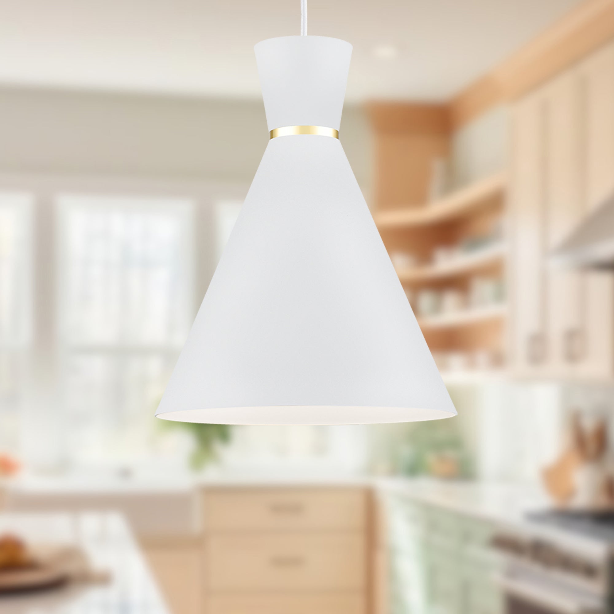 Vanderbilt 10-in White With Gold Detail 1 Light Pendant
