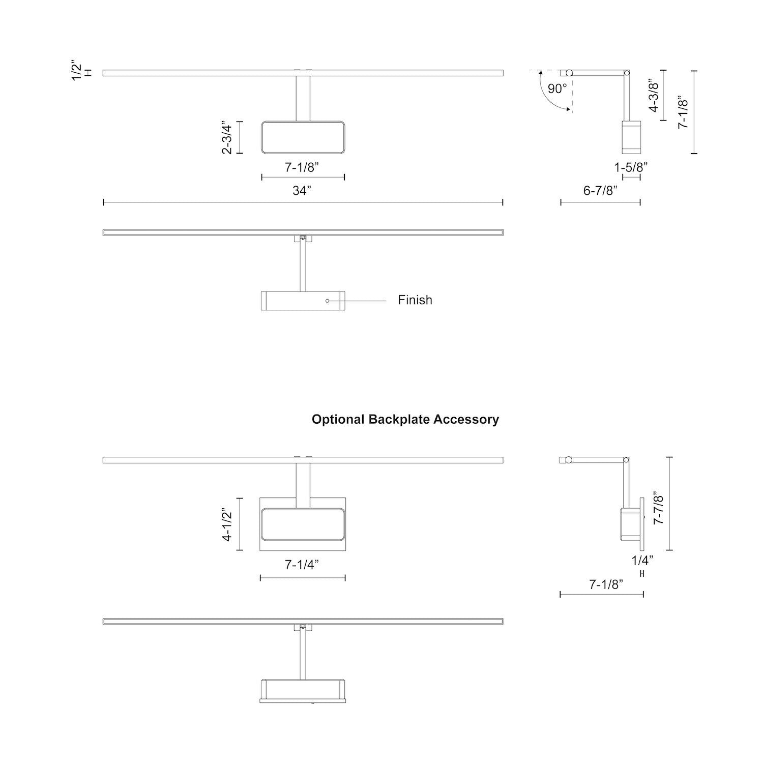 Vega Minor Picture 34-in Black LED Wall/Picture Light