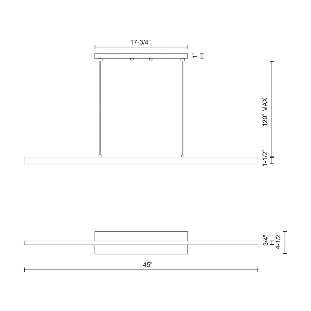 Kuzco Vega LP10345-BG LED Linear Pendant, UL Damp Rated, Brushed Gold