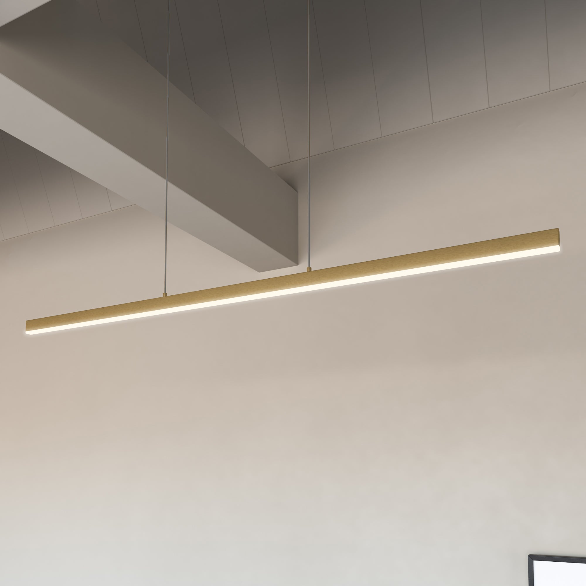 Vega 56-in Brushed Gold LED Linear Pendant (2700K)