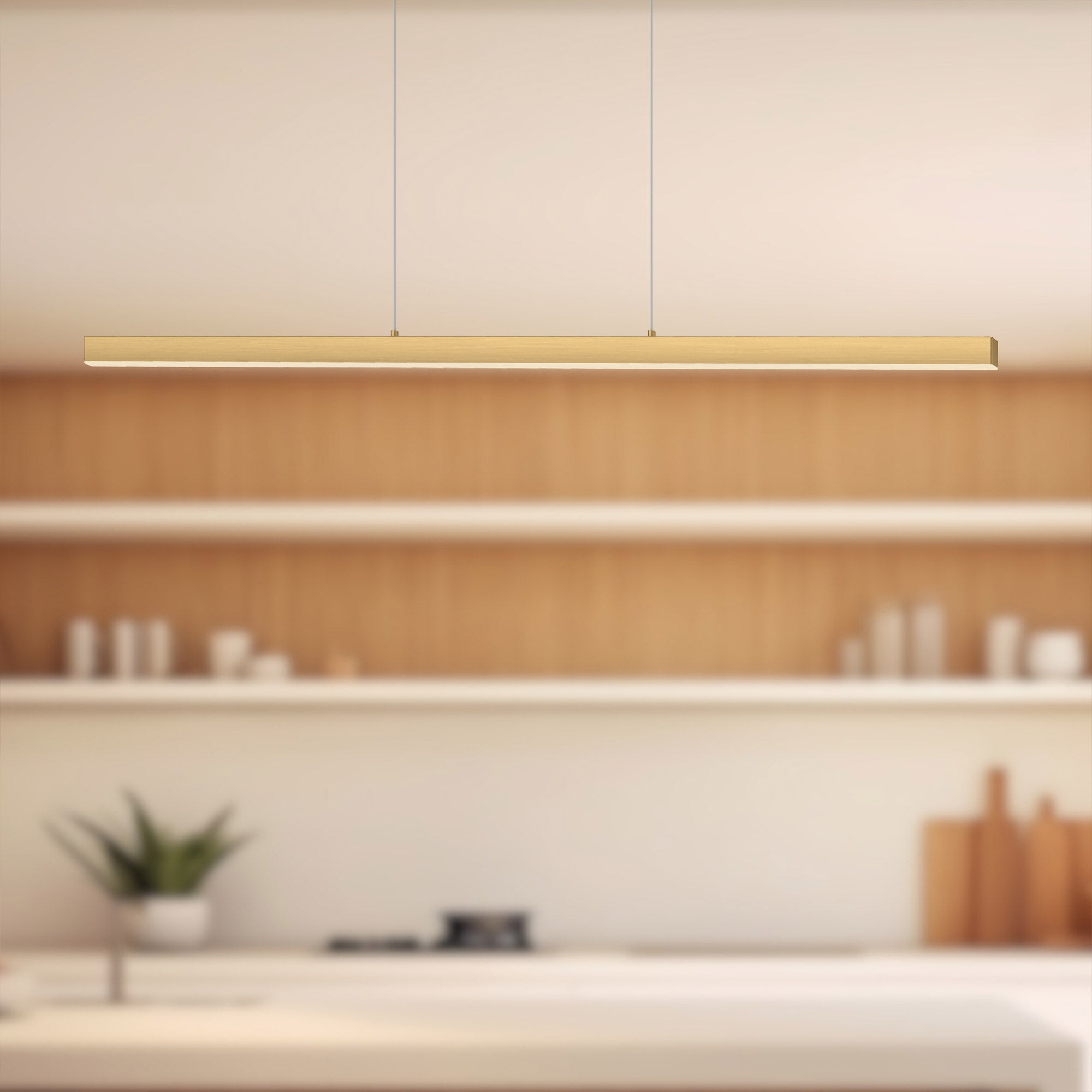 Vega 56-in Brushed Gold LED Linear Pendant