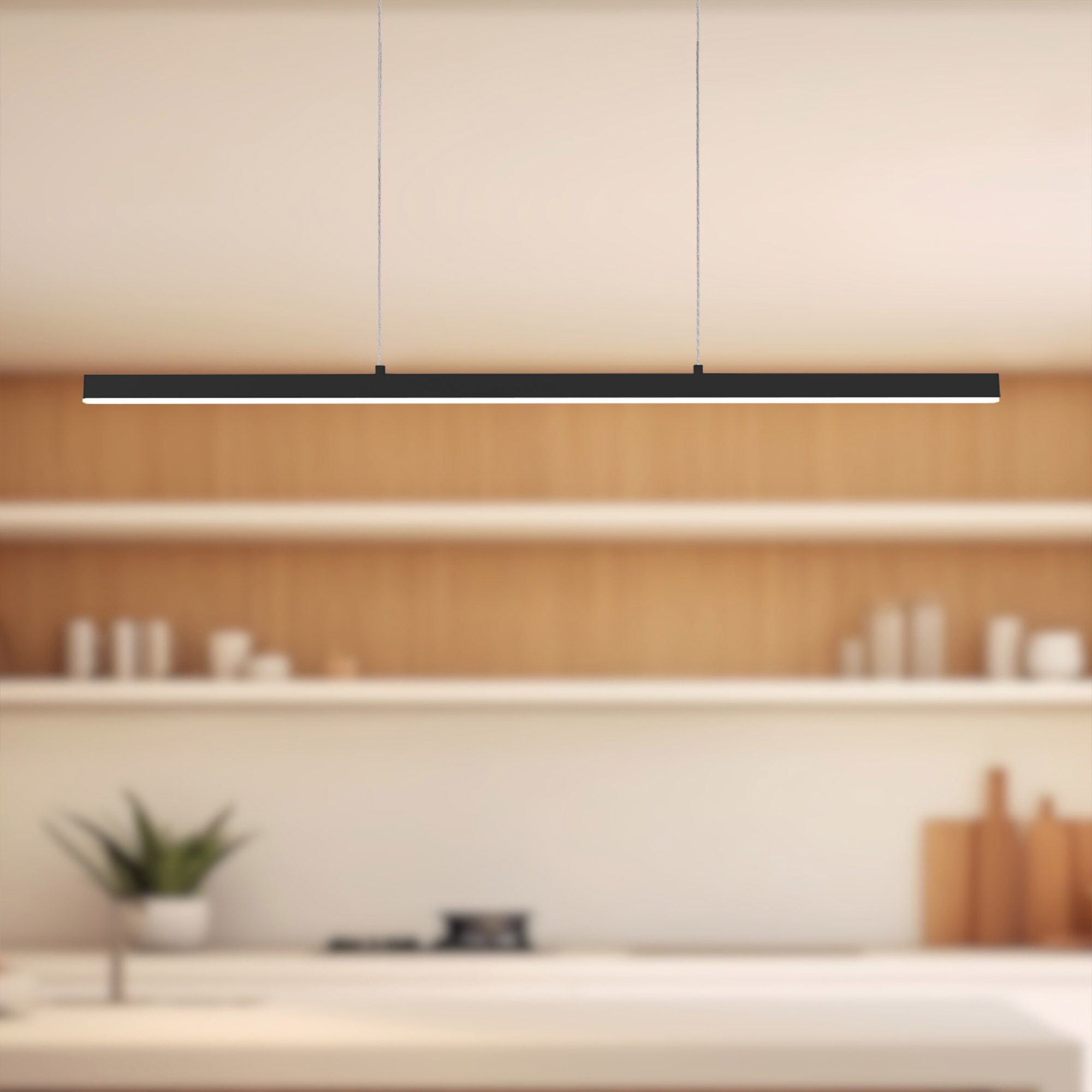Vega 56-in Black LED Linear Pendant