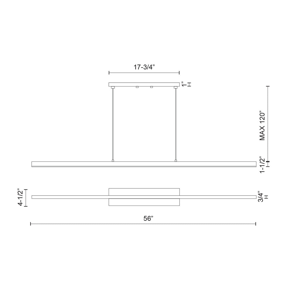 Kuzco Vega LP10356-BG Linear Pendant, 56-in, Brushed Gold, LED