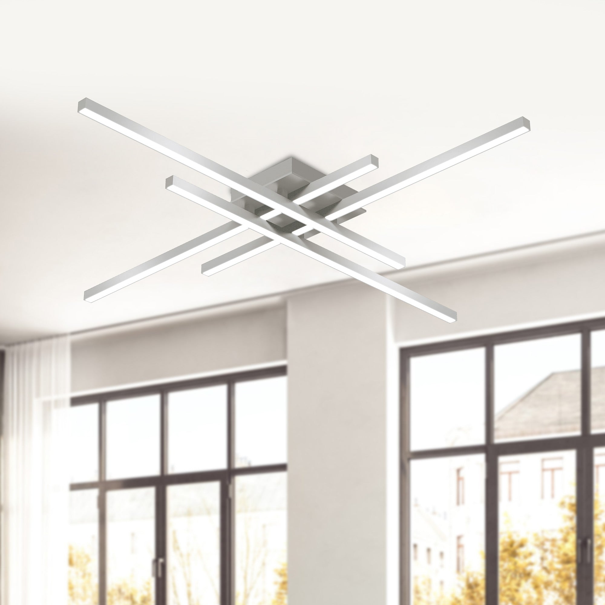 Vega Minor 32-in Brushed Nickel LED Flush Mount