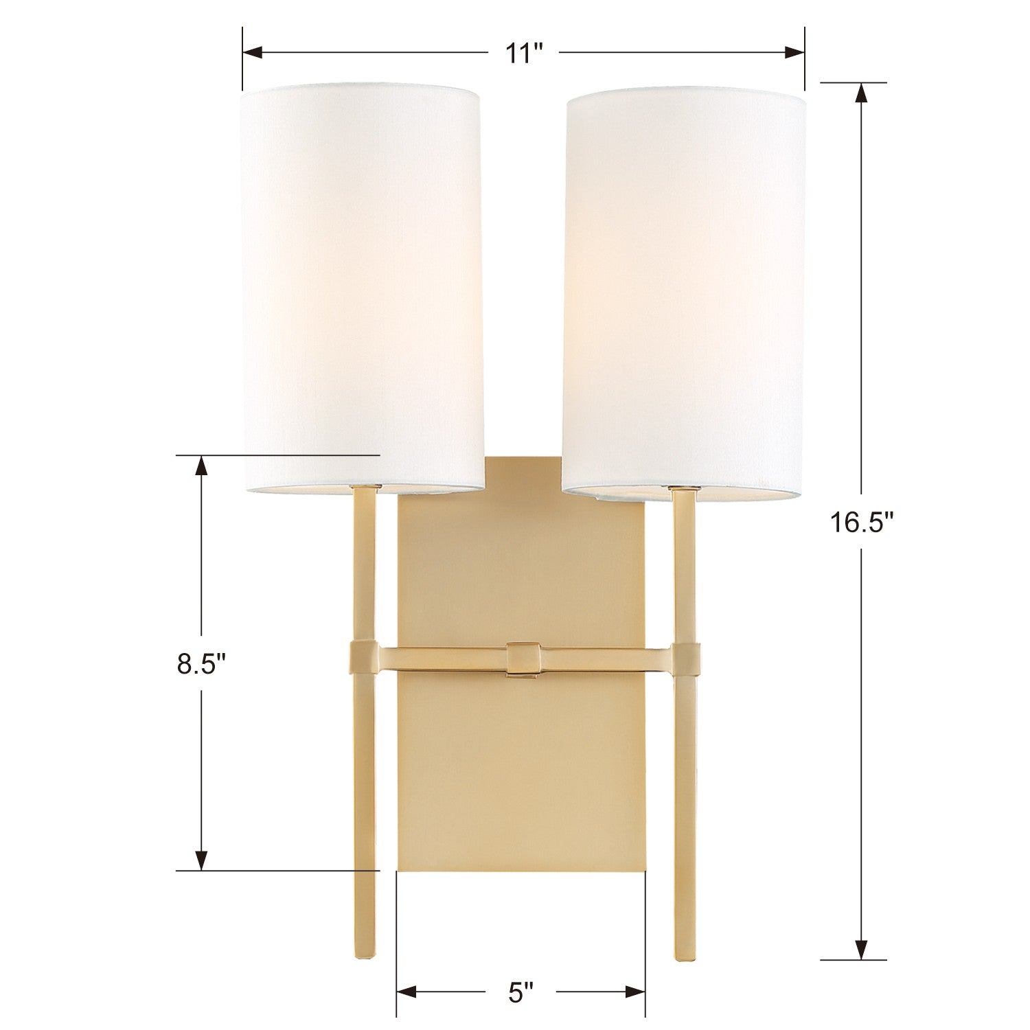 Crystorama Veronica VER-242-AG – 11 Inch – 2 Light – Sconce – Aged Brass – Damp Rated