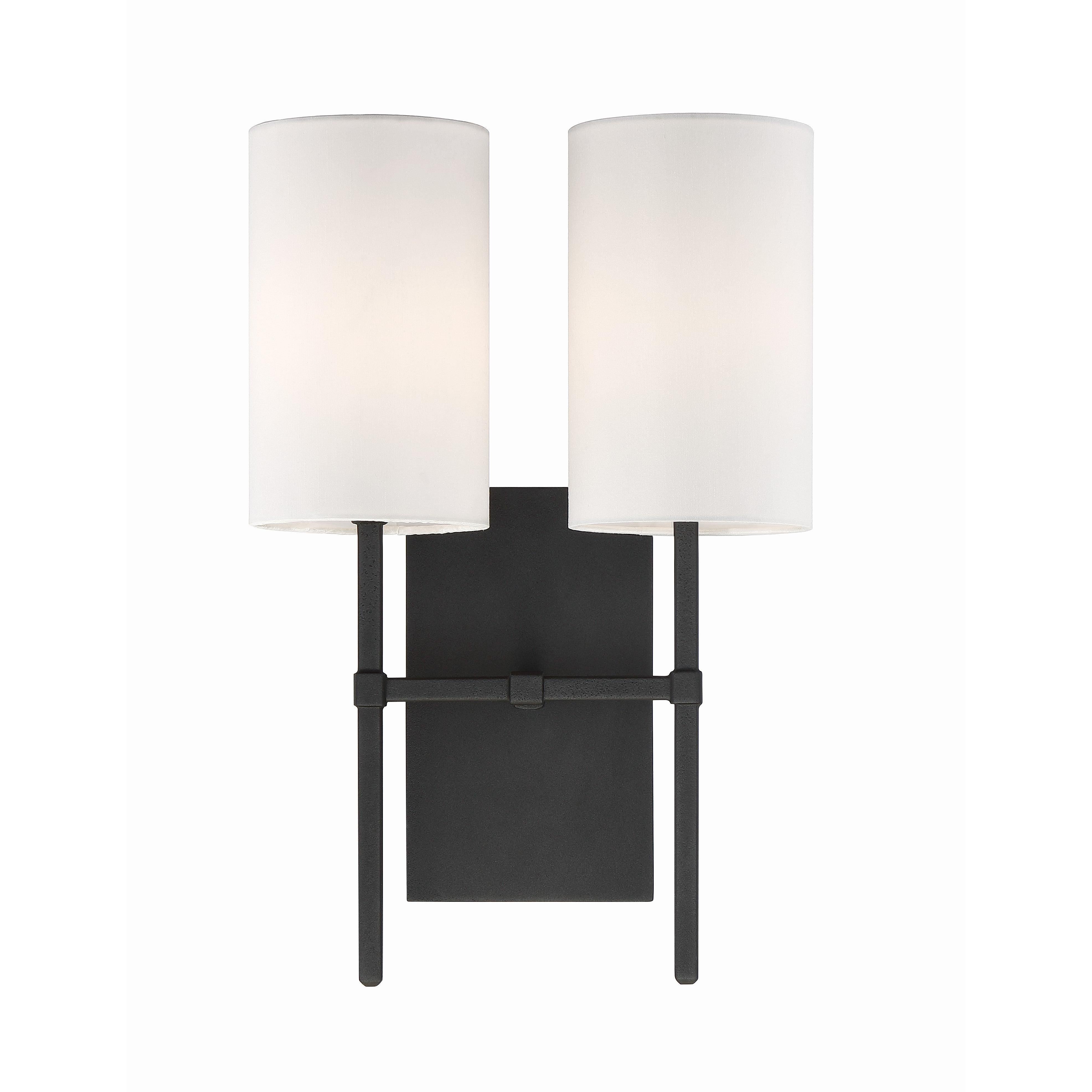 Crystorama Veronica VER-242-BF – 11 Inch – 2 Light – Sconce – Black Forged – Damp Rated