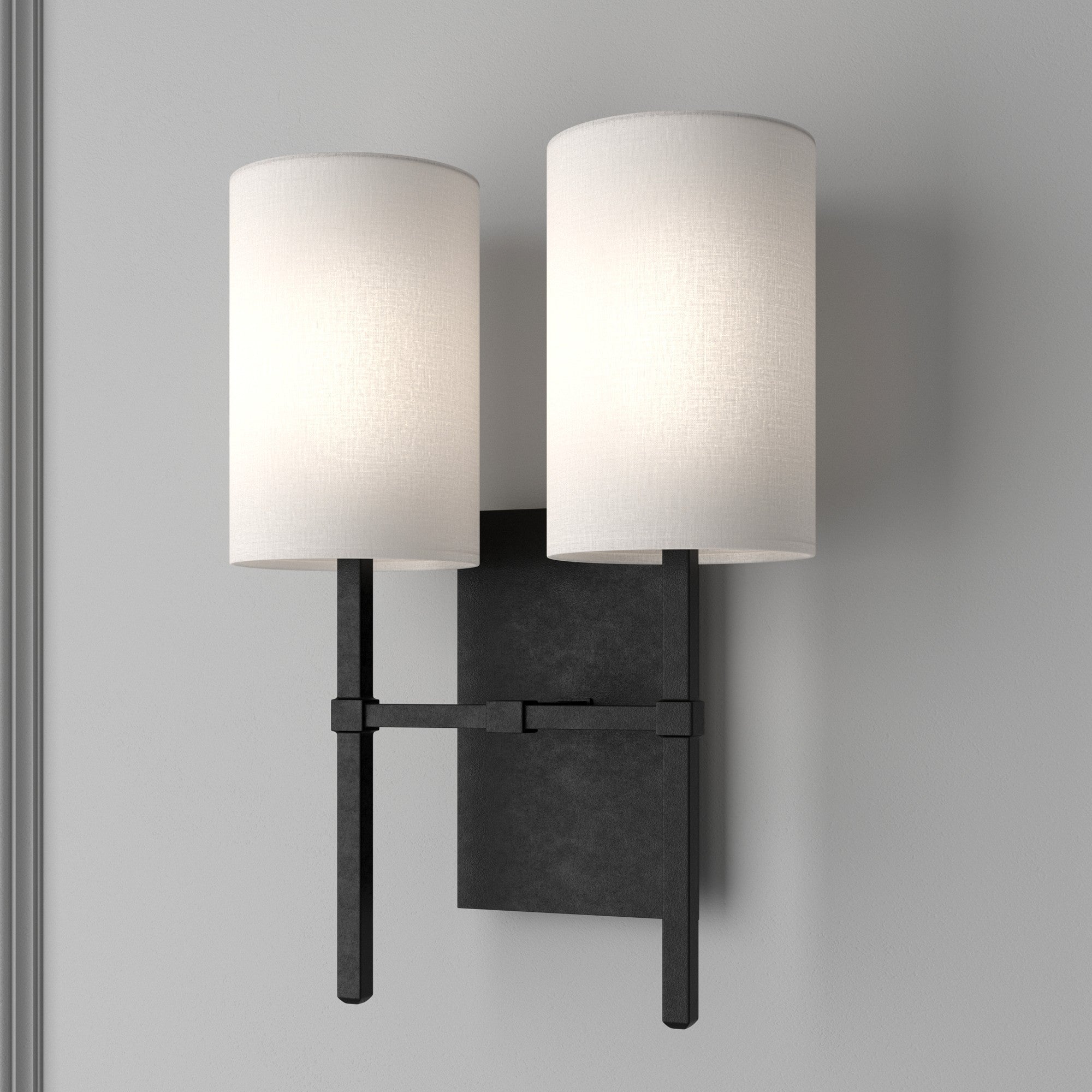 Crystorama Veronica VER-242-BF – 11 Inch – 2 Light – Sconce – Black Forged – Damp Rated