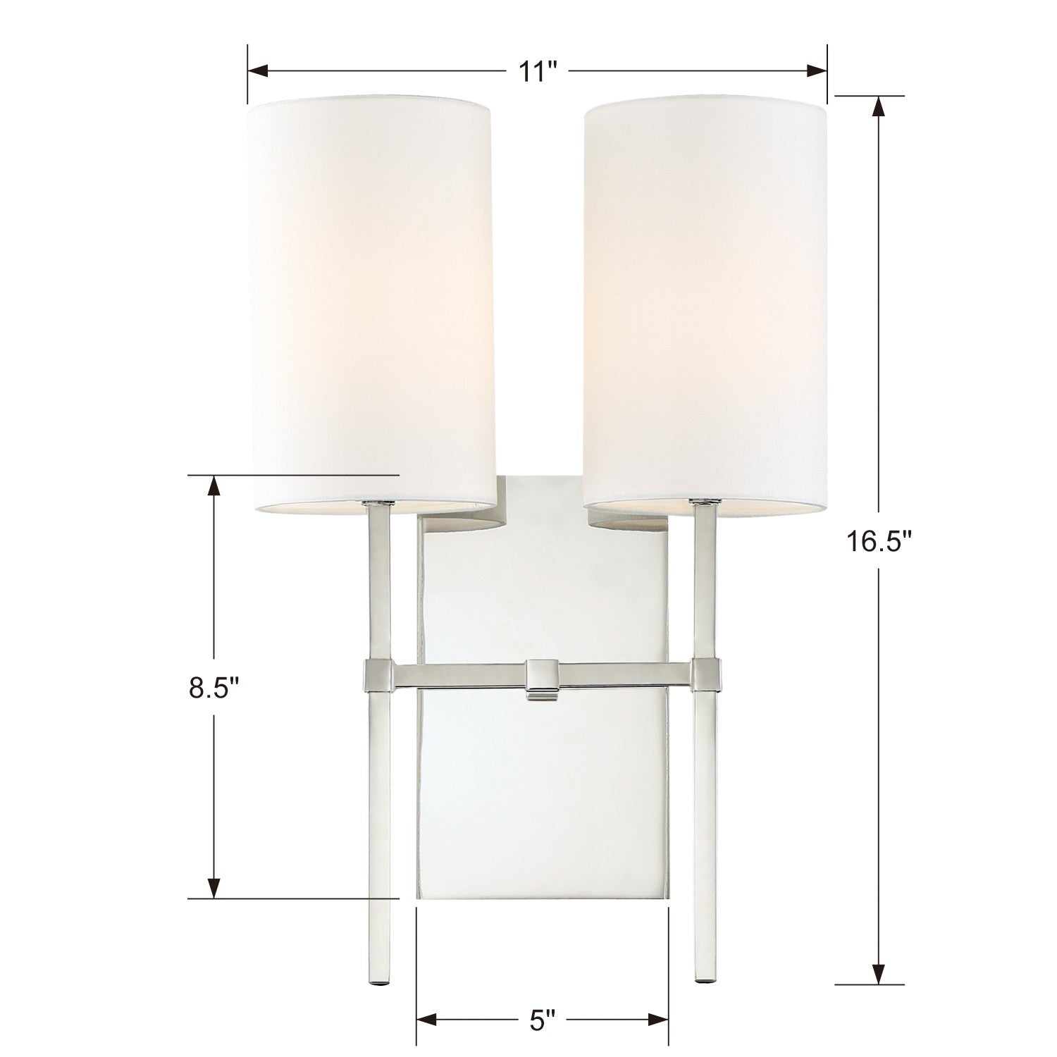 Crystorama Veronica VER-242-PN – 11 Inch – 2 Light – Sconce – Polished Nickel – Damp Rated