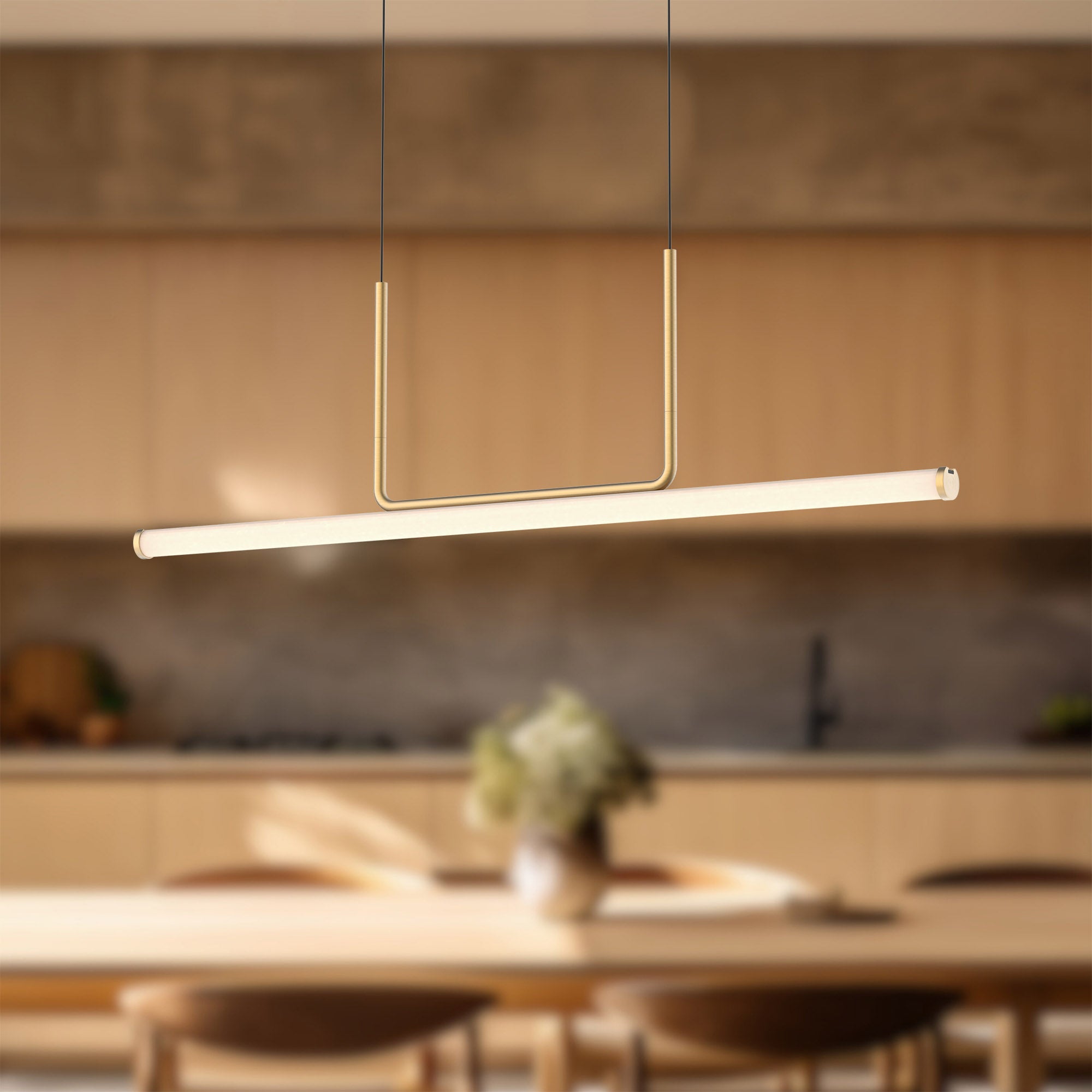 Vesper 48-in Brushed Gold LED Linear Pendant