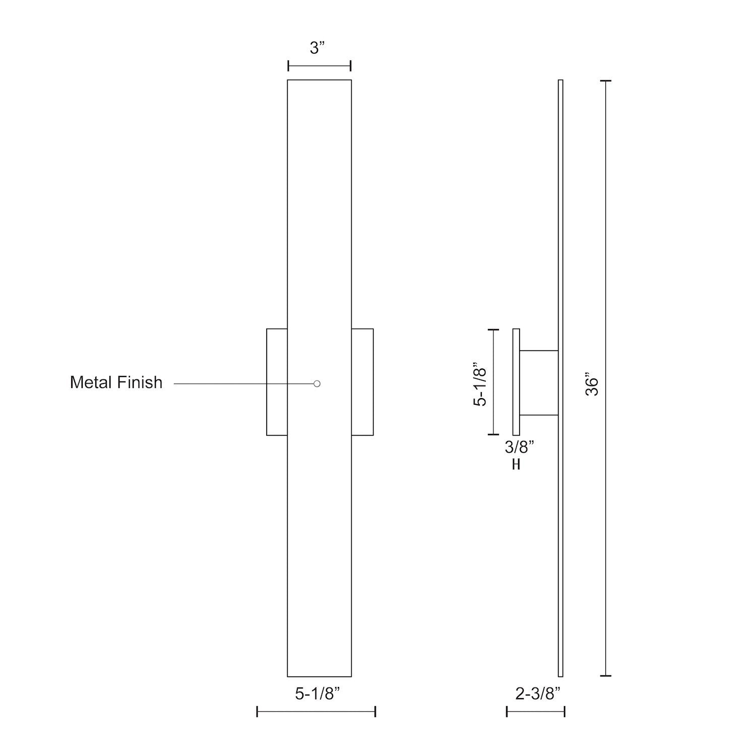 Vesta 36-in Brushed Nickel LED All terior Wall