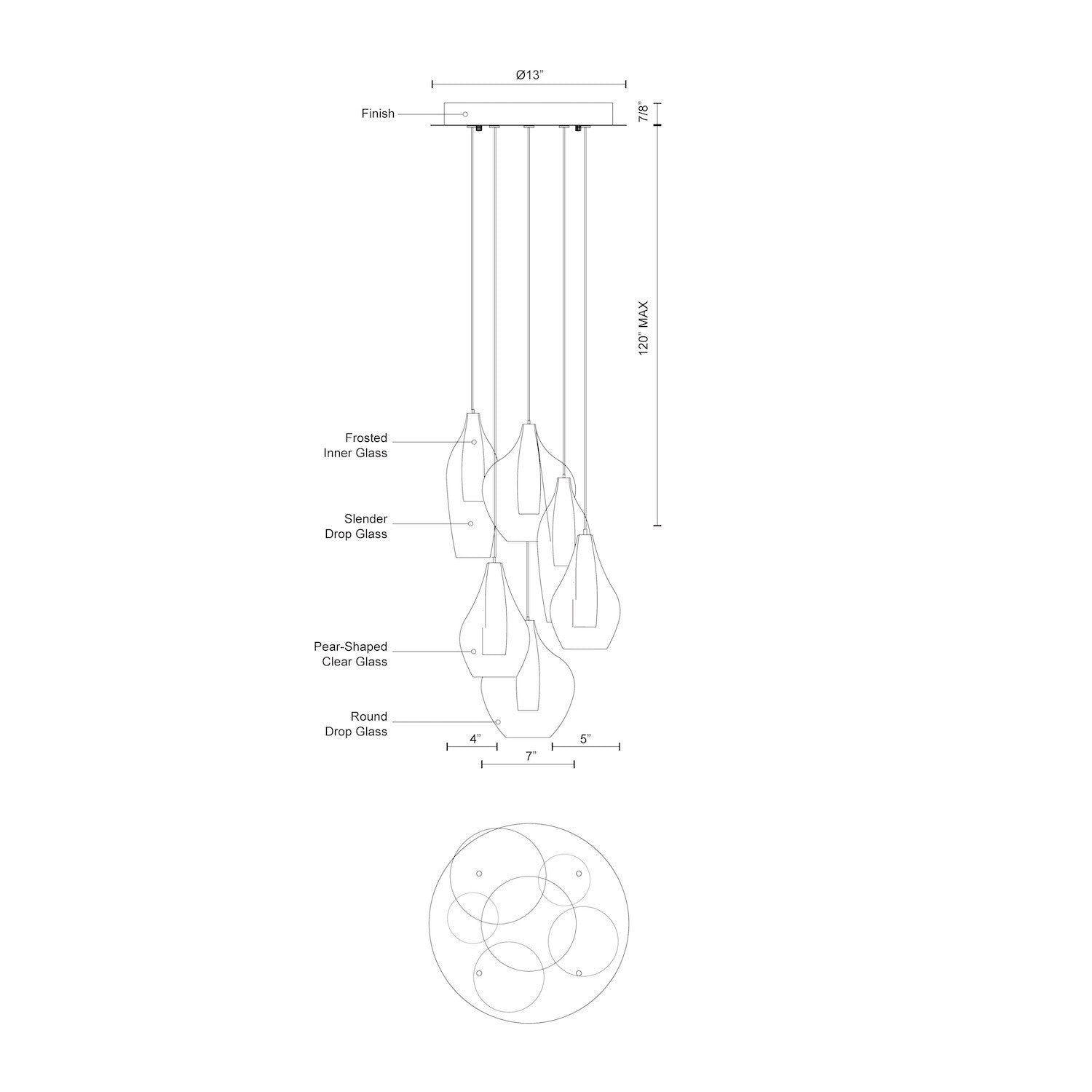 Victoria 6 Head Chrome LED Multi Pendant