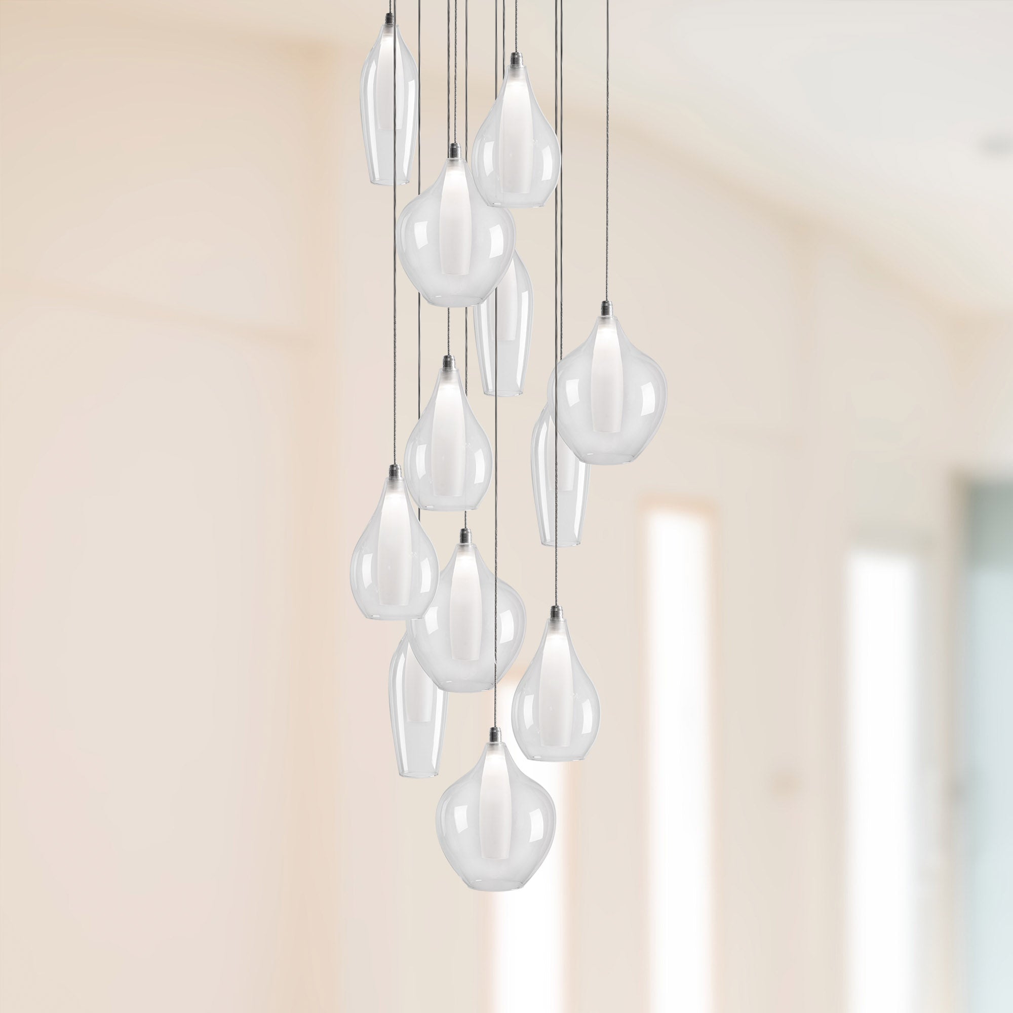 Victoria 12 Head Chrome LED Multi Pendant
