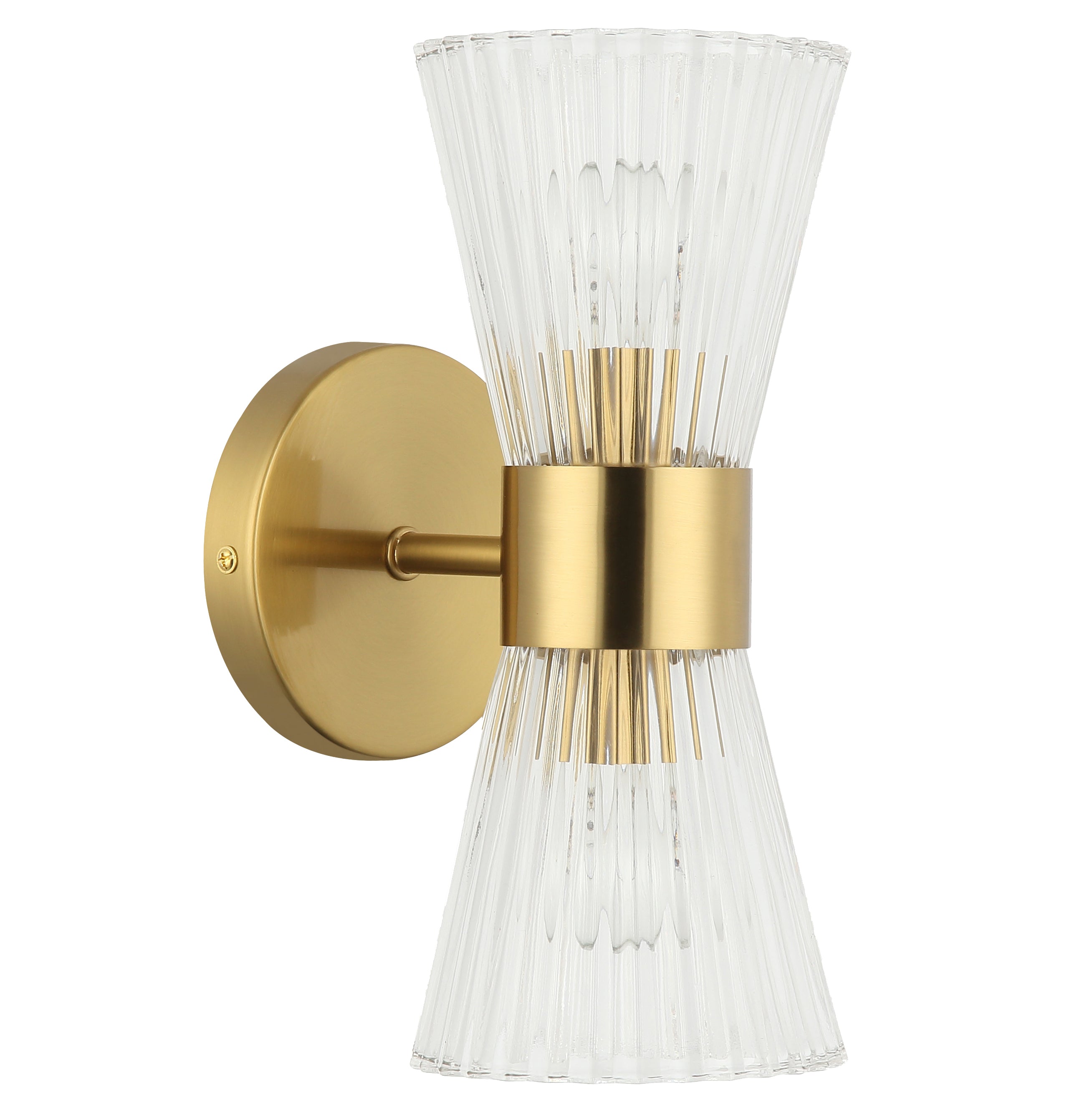 Dainolite VIE-112W-AGB 2 Light Incandescent Vanity Aged Brass with Clear Ribbed Glass