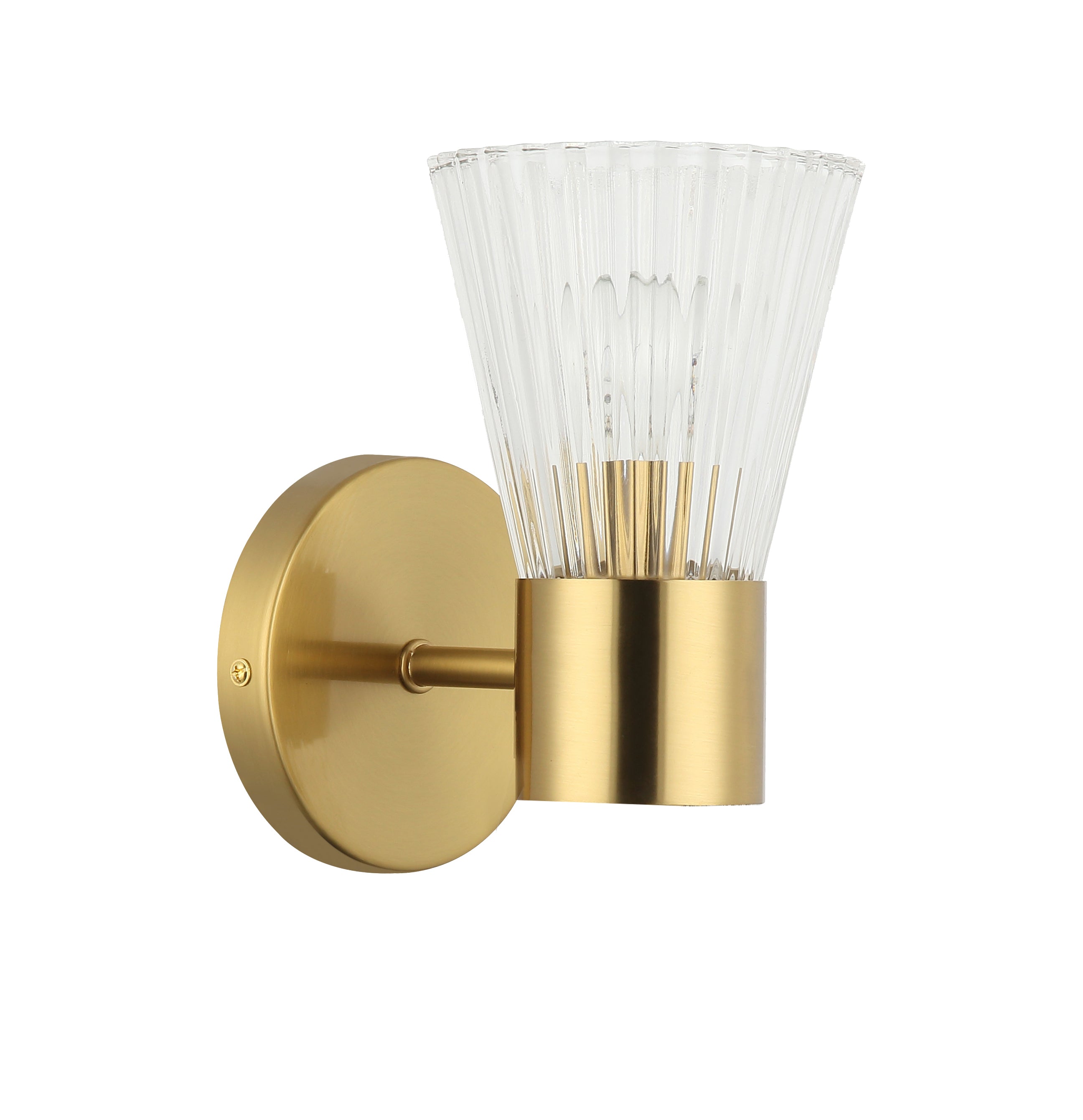 Dainolite VIE-91W-AGB 1 Light Incandescent Wall Satin Chrome Aged Brass with Clear Ribbed Glass