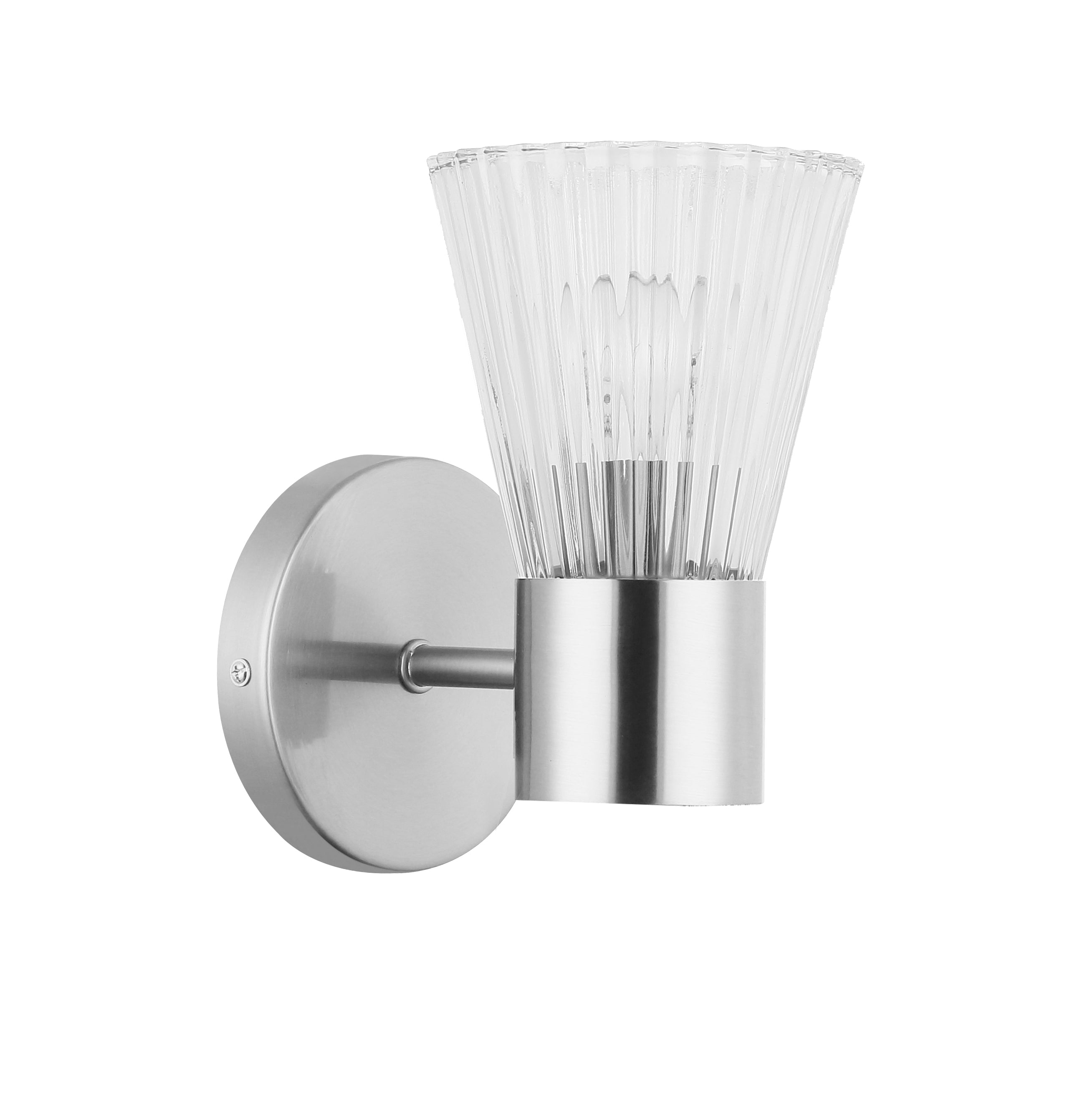 Dainolite VIE-91W-PC 1 Light Incandescent Wall Satin Chrome Polished Chrome with Clear Ribbed Glass