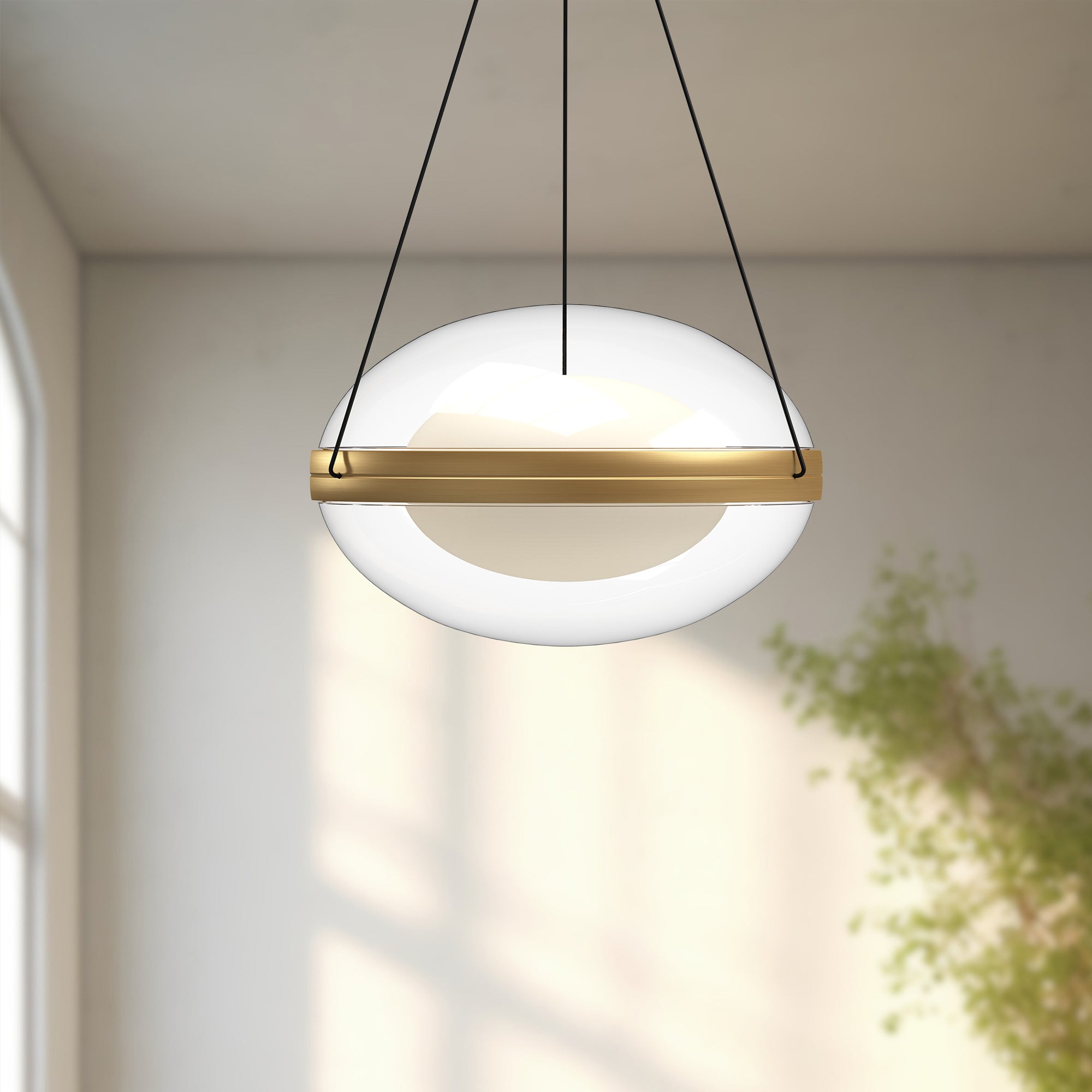 Virgo 12-in Brushed Gold/Opal Glass LED Pendant