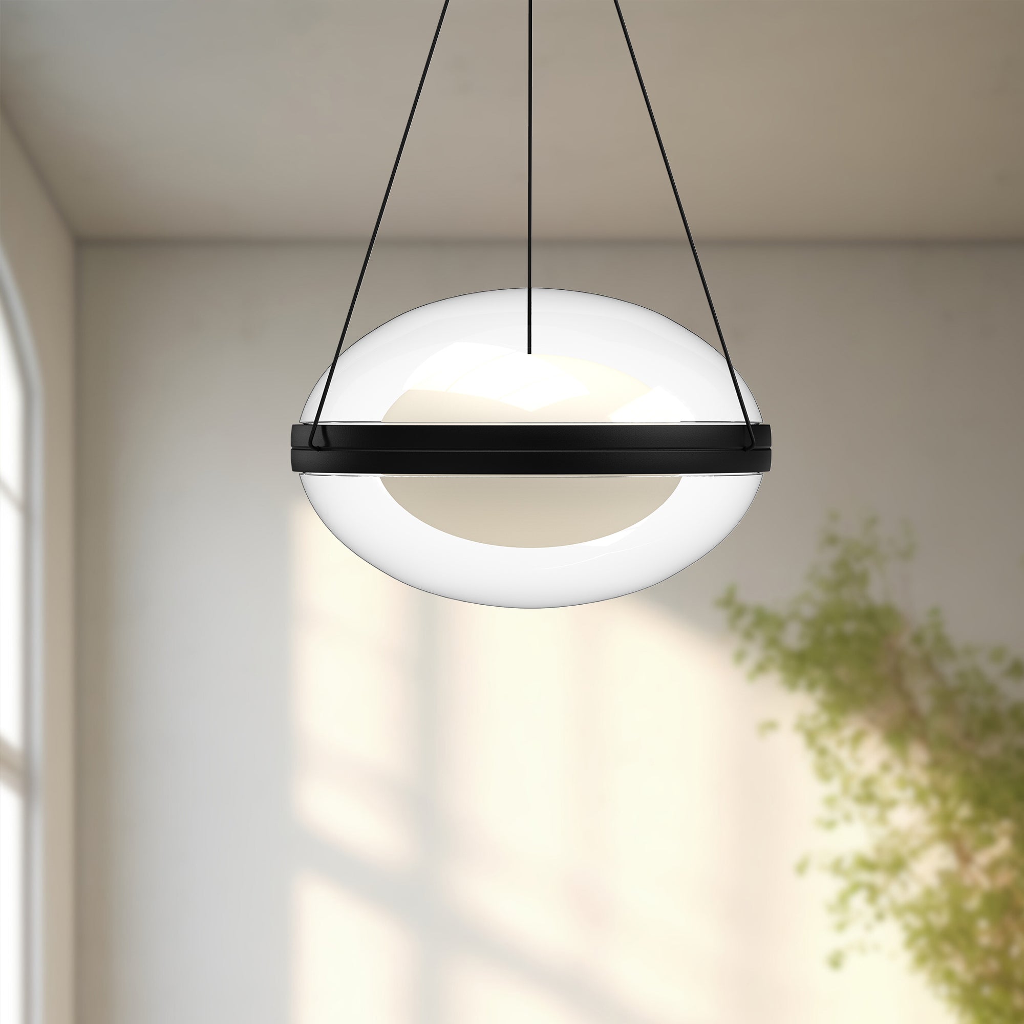 Virgo 12-in Black/Opal Glass LED Pendant
