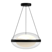 Virgo 16-in Black/Opal Glass LED Pendant