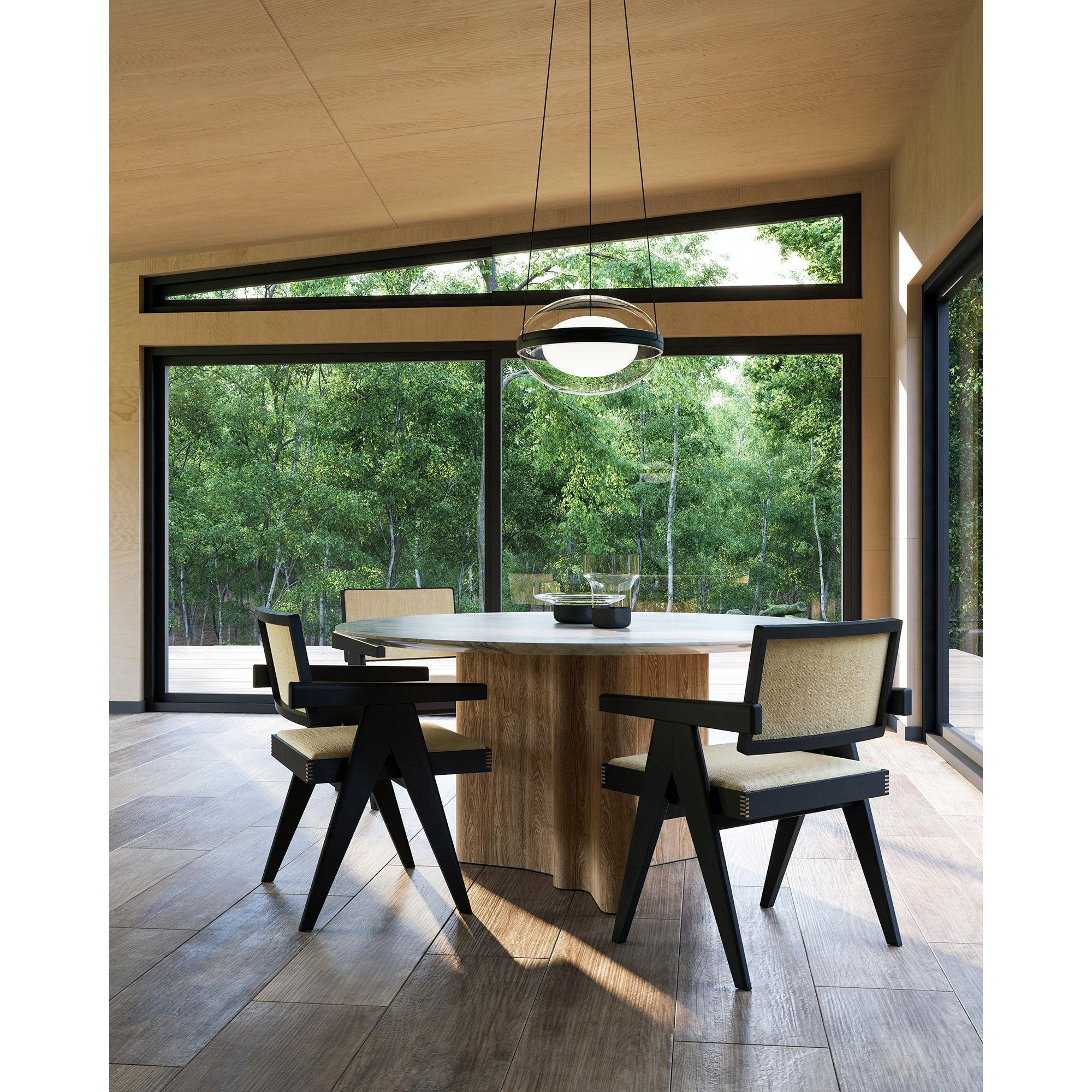 Virgo 16-in Black/Opal Glass LED Pendant