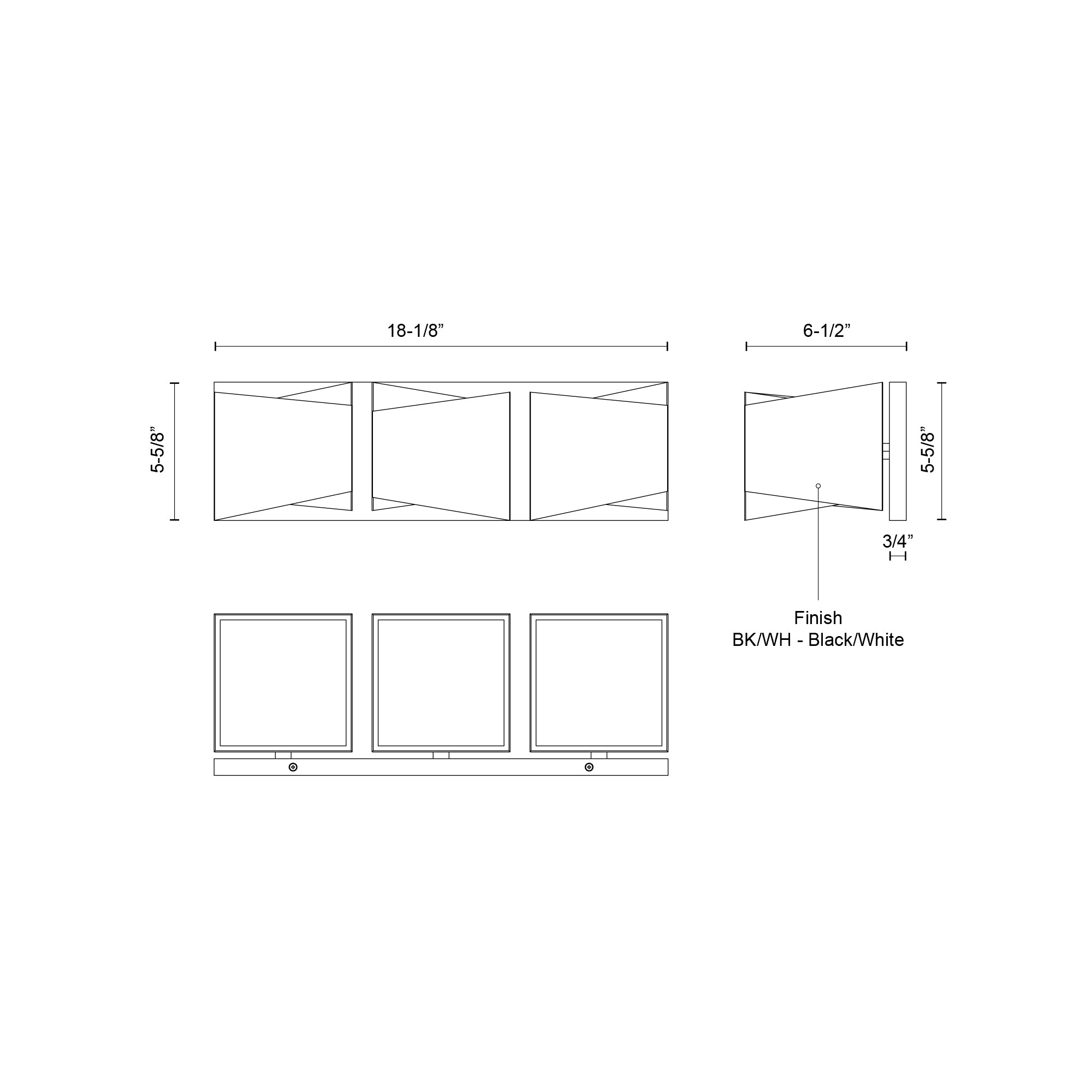 Cubix 18-in Black/White LED Vanity