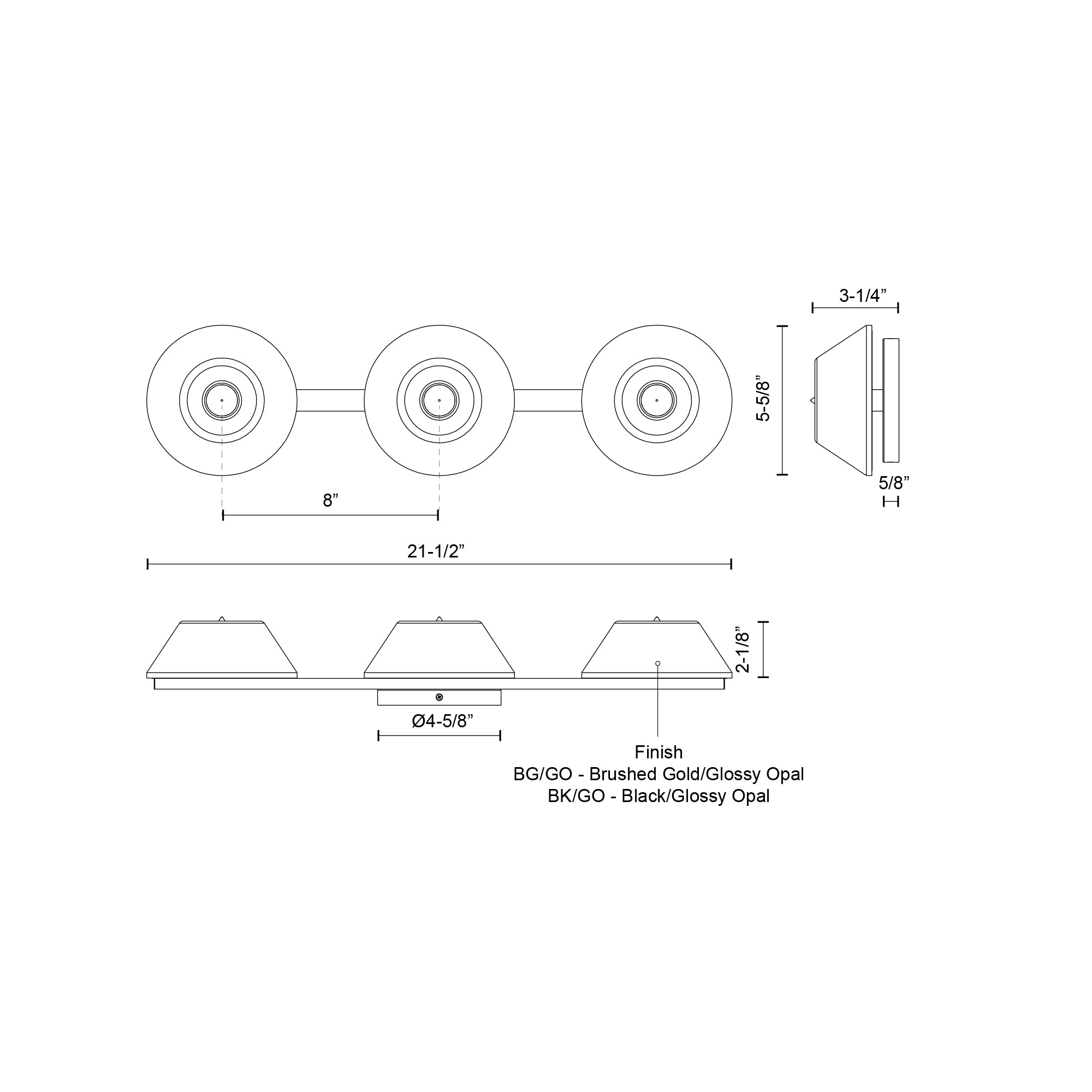 Holt 21-in Brushed Gold/Glossy Opal Glass LED Vanity